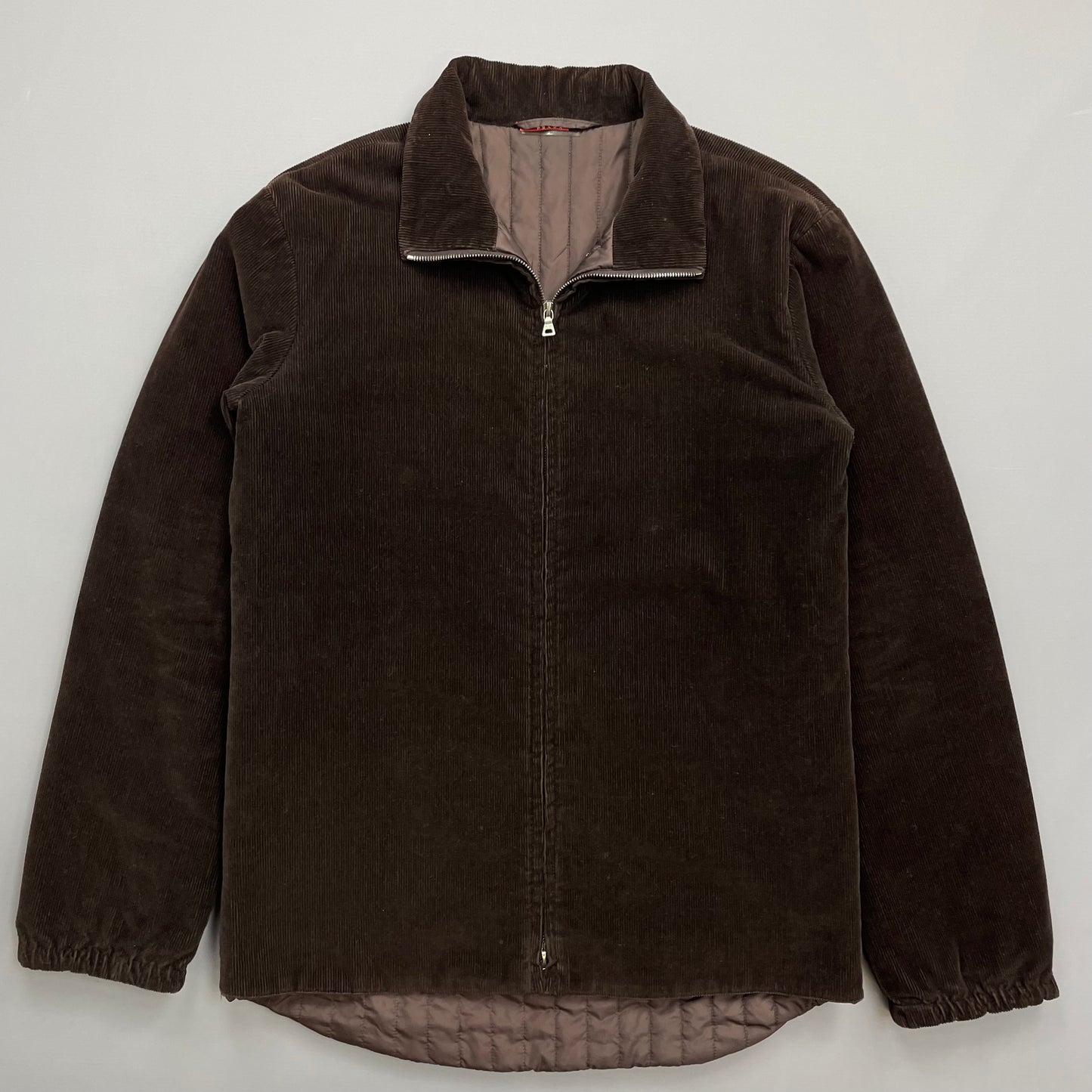 Prada Sport Brown Corduroy Jacket w/ Padded Quilt Lining