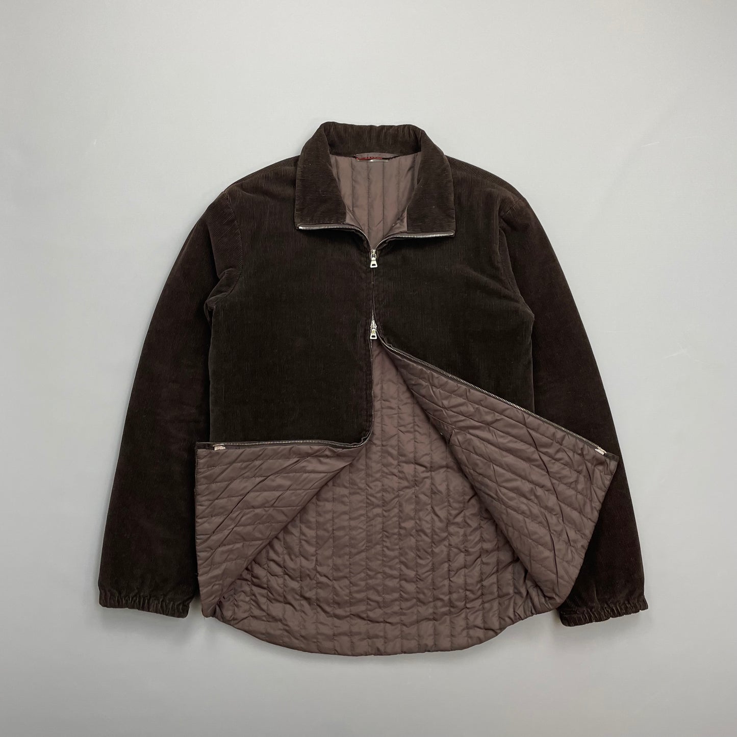 Prada Sport Brown Corduroy Jacket w/ Padded Quilt Lining