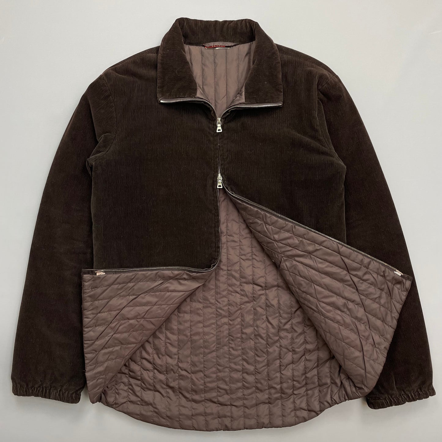 Prada Sport Brown Corduroy Jacket w/ Padded Quilt Lining