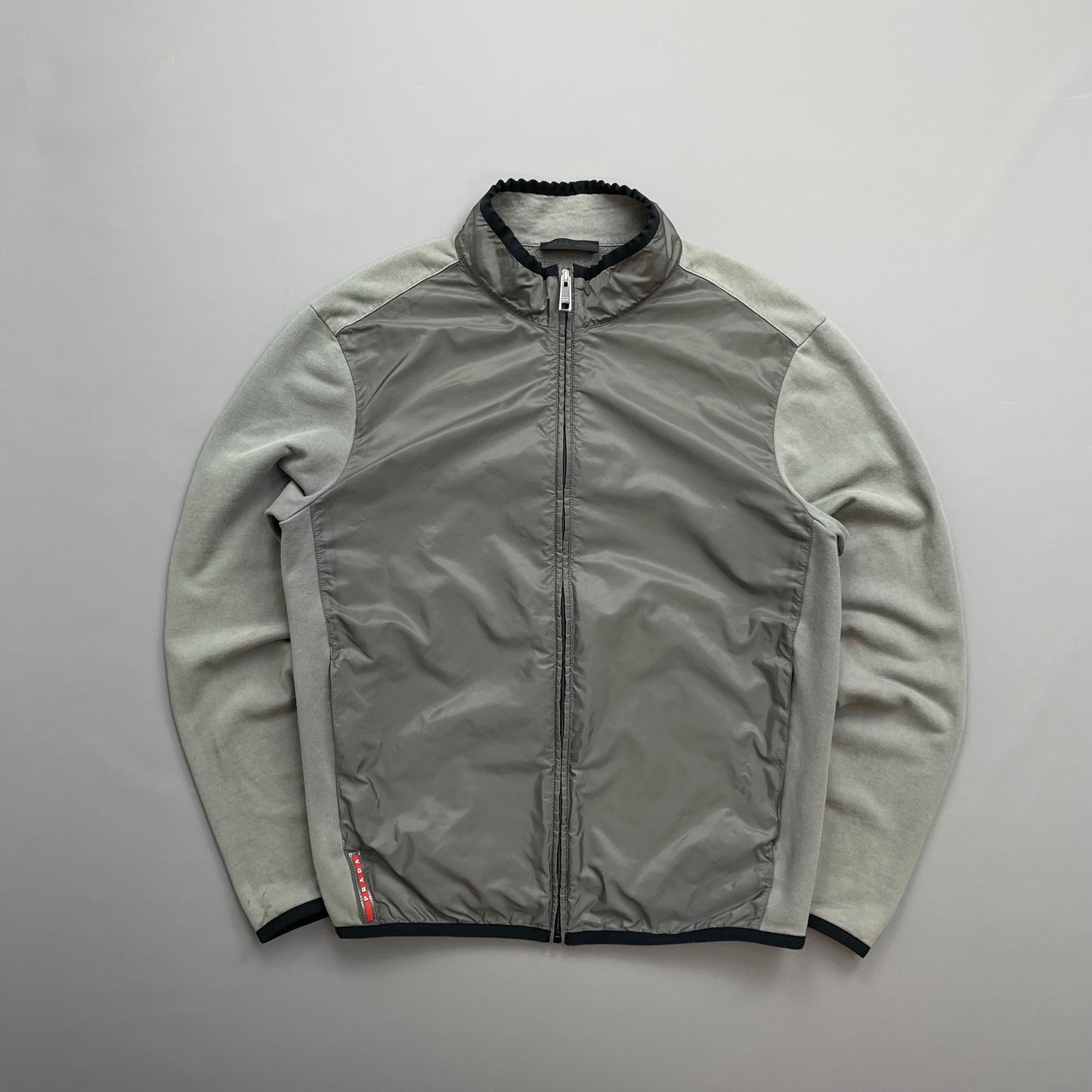 Prada Sport Grey 2016 Nylon Torso Zip-Through Lightweight Jacket