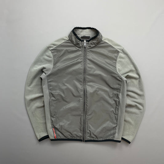 Prada Sport Grey 2016 Nylon Torso Zip-Through Lightweight Jacket