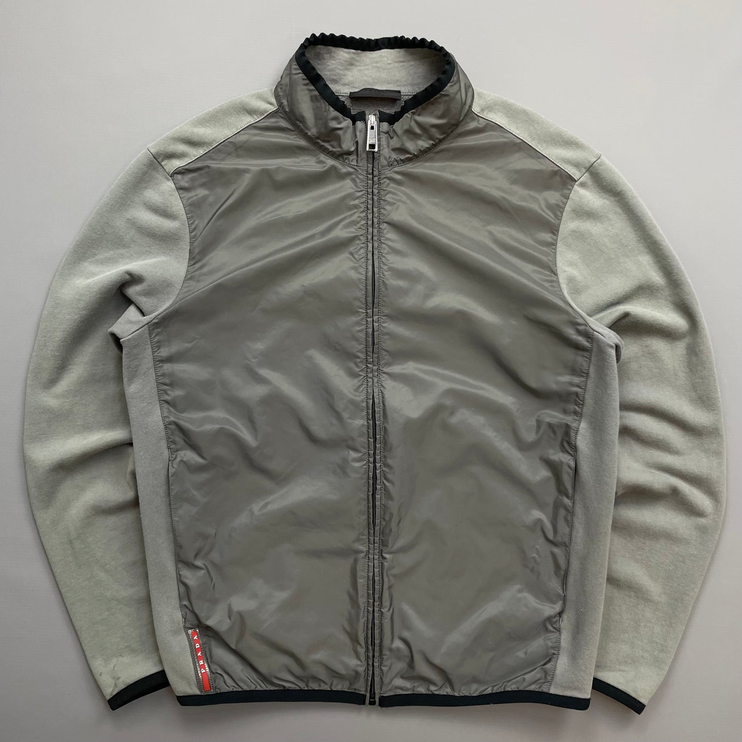 Prada Sport Grey 2016 Nylon Torso Zip-Through Lightweight Jacket