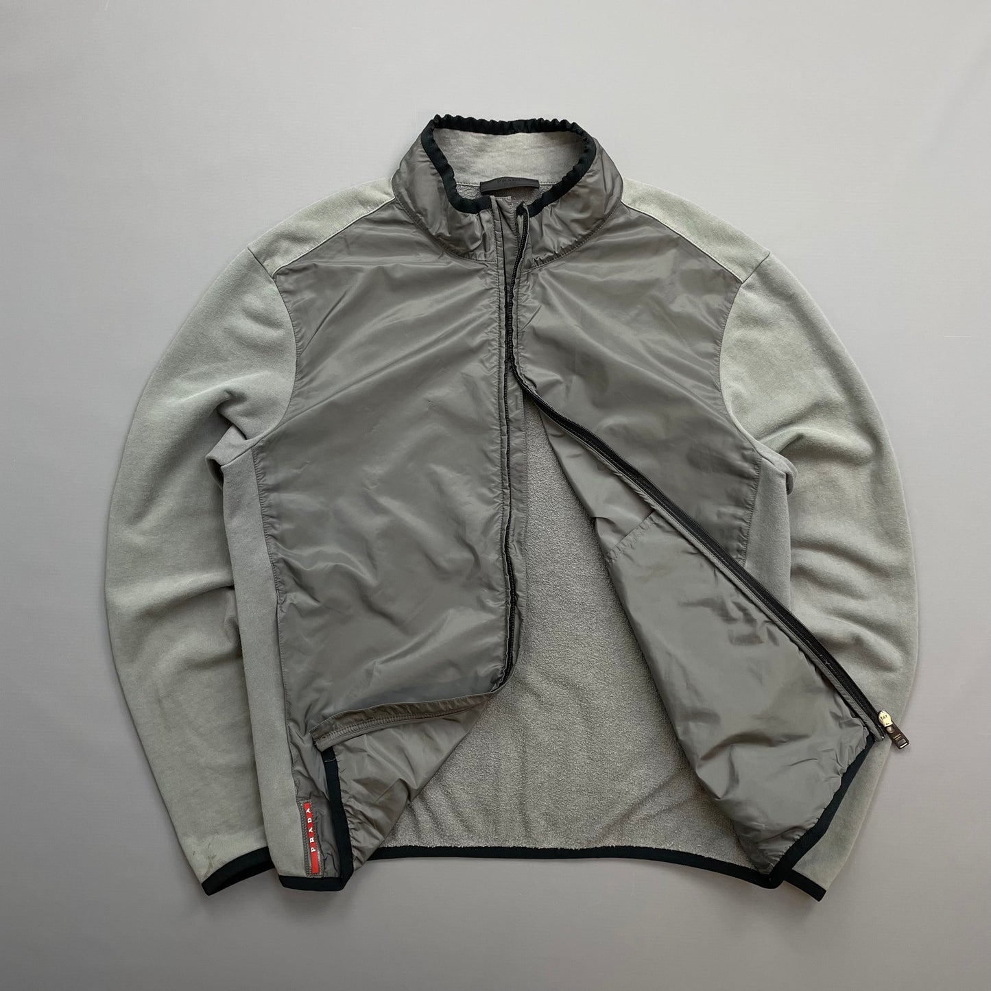 Prada Sport Grey 2016 Nylon Torso Zip-Through Lightweight Jacket