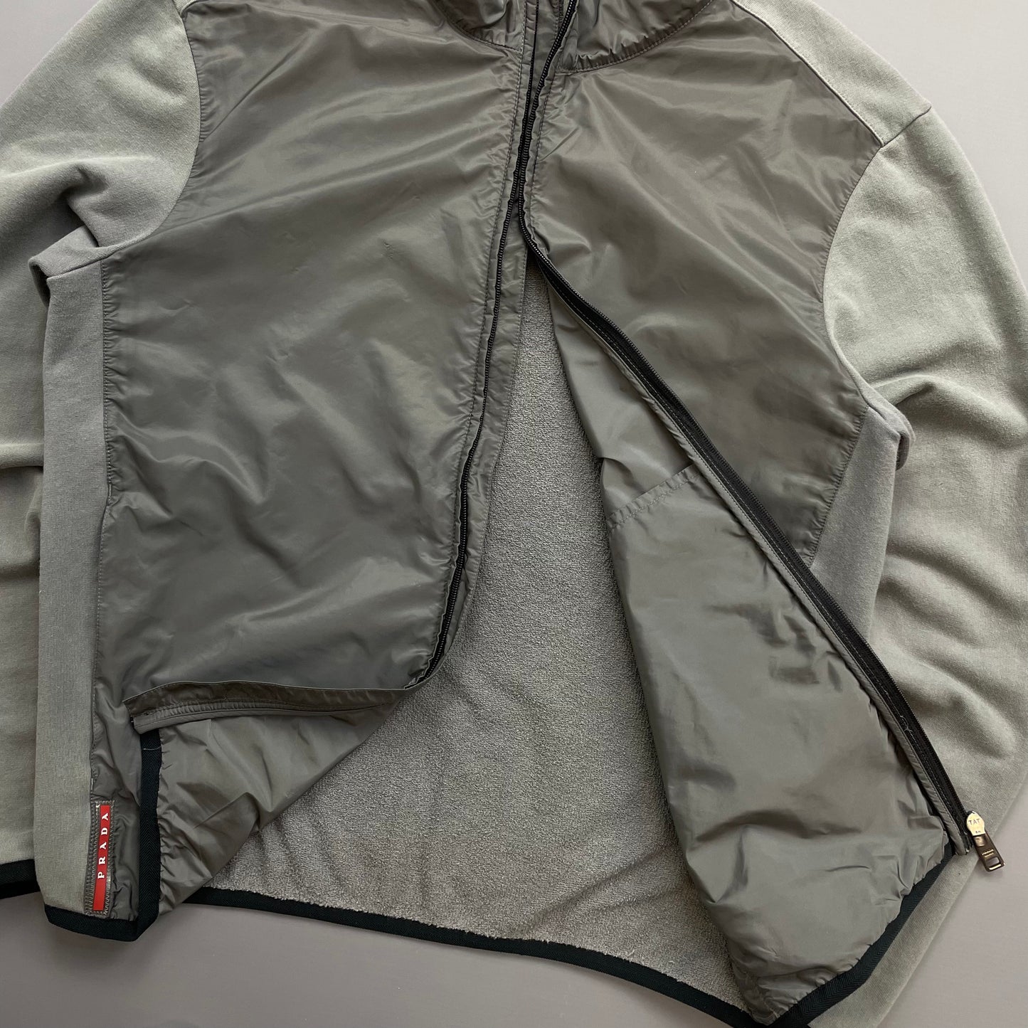 Prada Sport Grey 2016 Nylon Torso Zip-Through Lightweight Jacket