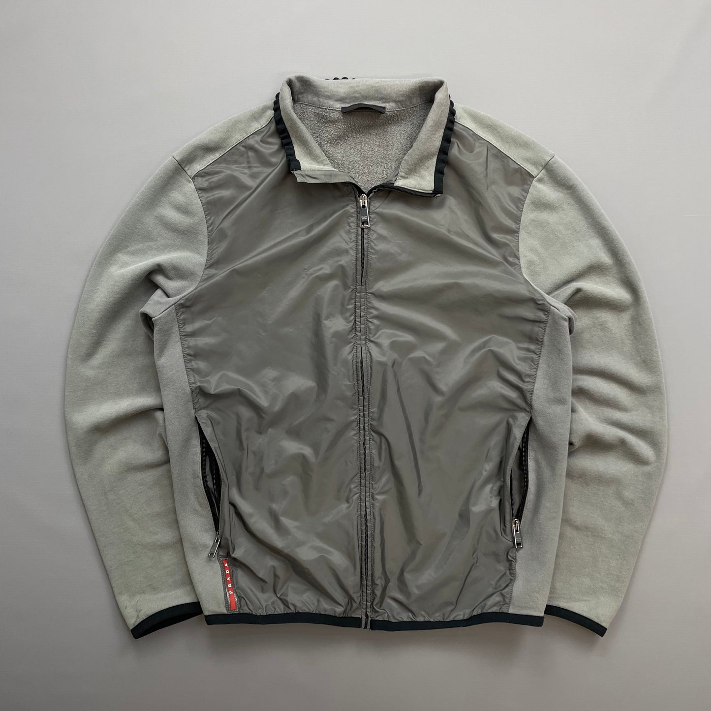 Prada Sport Grey 2016 Nylon Torso Zip-Through Lightweight Jacket