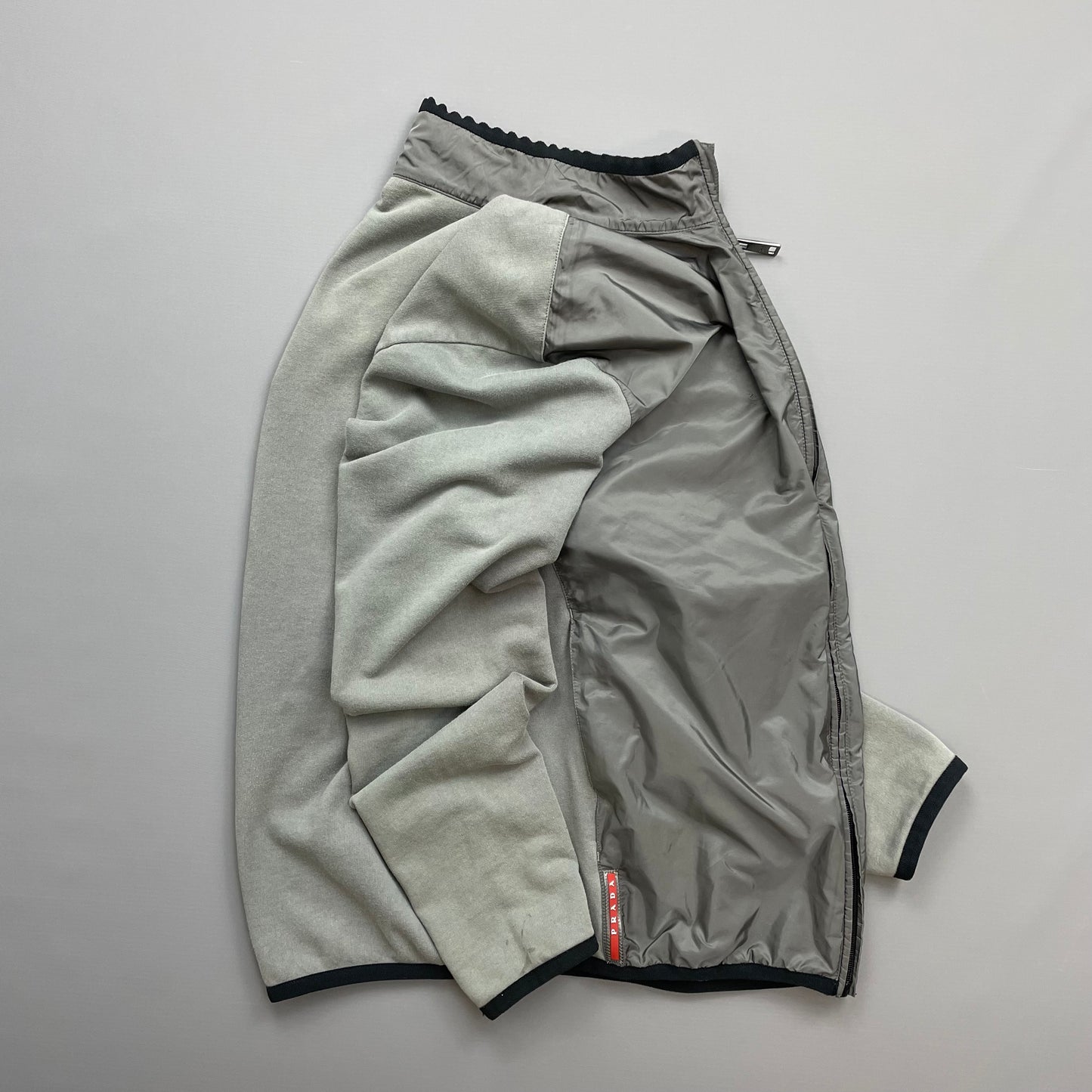 Prada Sport Grey 2016 Nylon Torso Zip-Through Lightweight Jacket