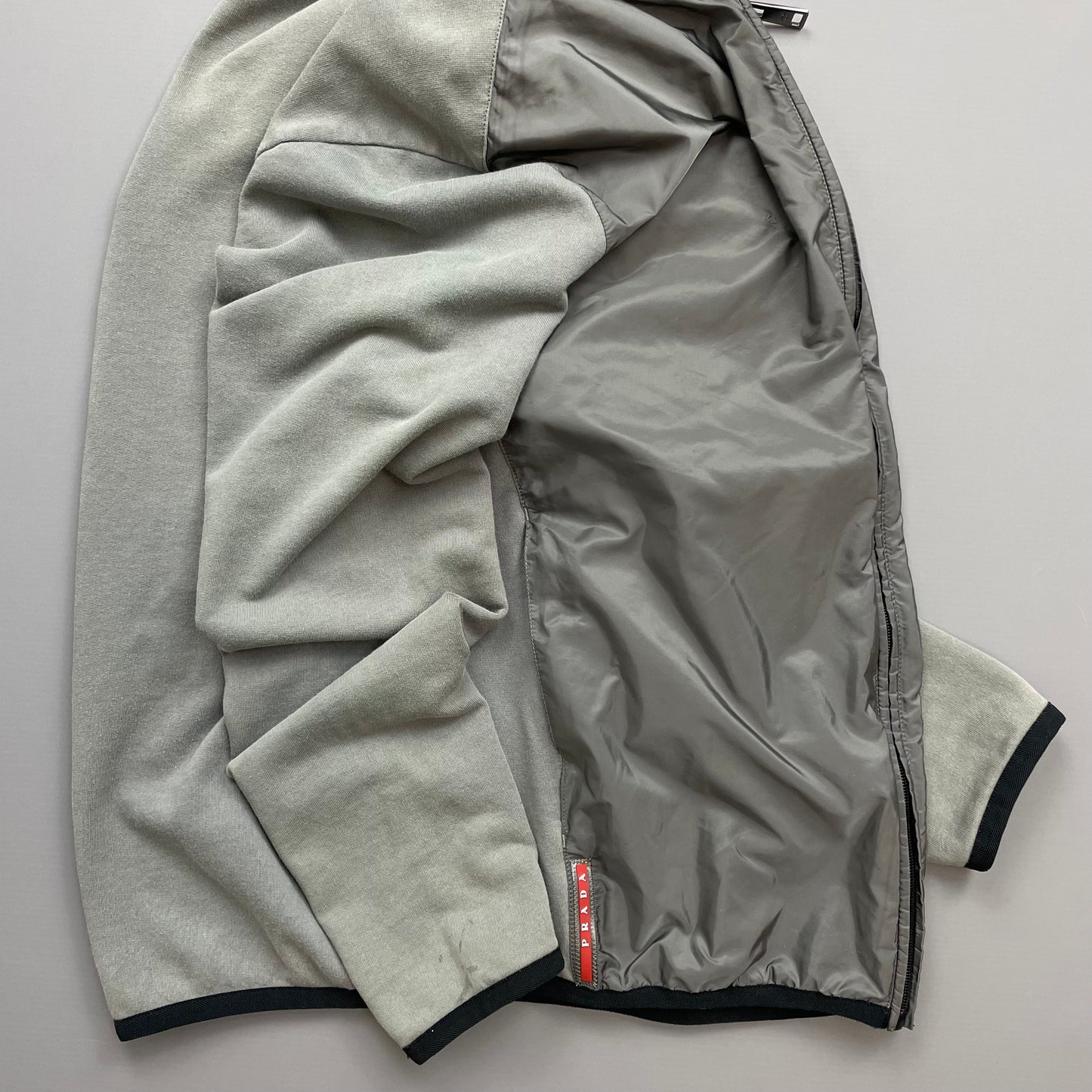 Prada Sport Grey 2016 Nylon Torso Zip-Through Lightweight Jacket