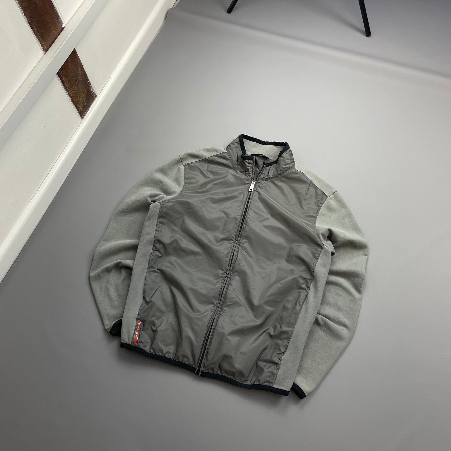 Prada Sport Grey 2016 Nylon Torso Zip-Through Lightweight Jacket