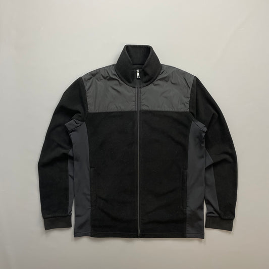 Prada Sport Black 2014 Nylon Shoulder Panel Fleece Jacket