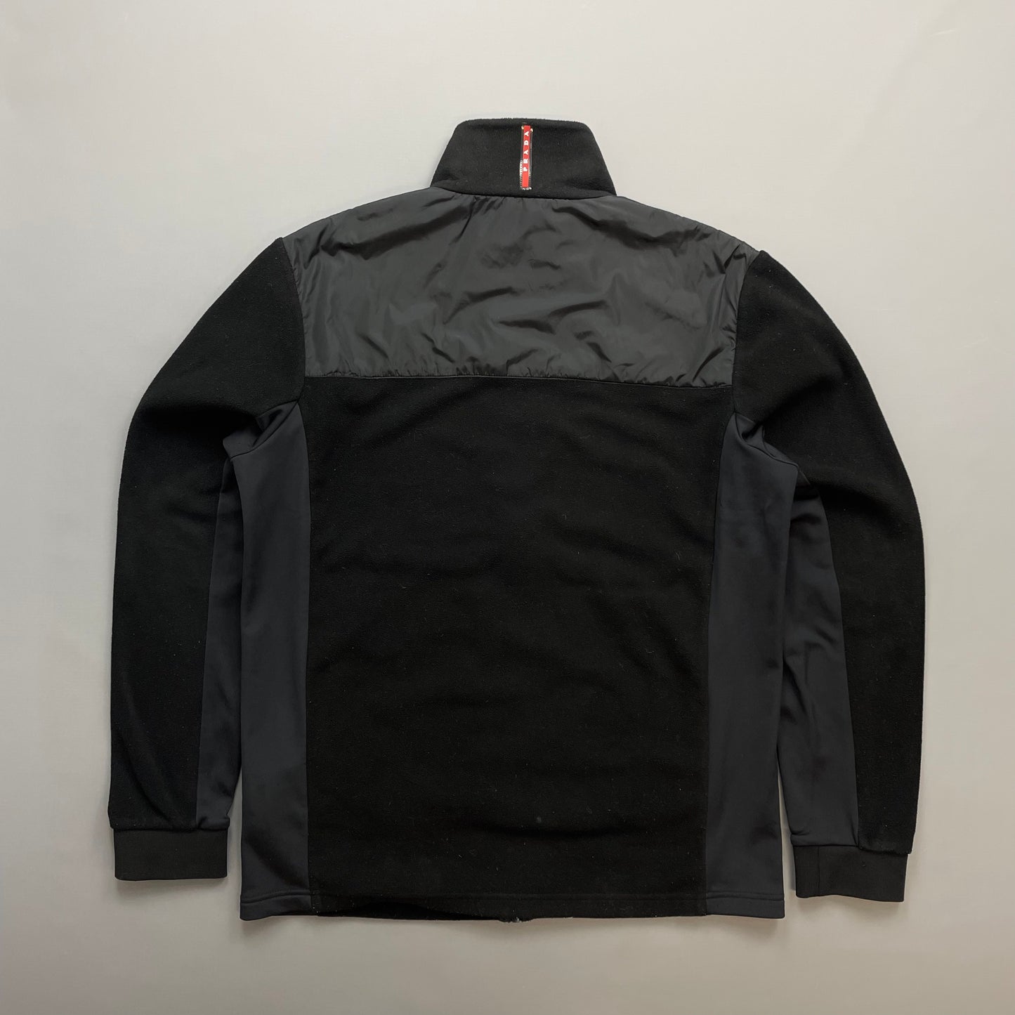 Prada Sport Black 2014 Nylon Shoulder Panel Fleece Jacket