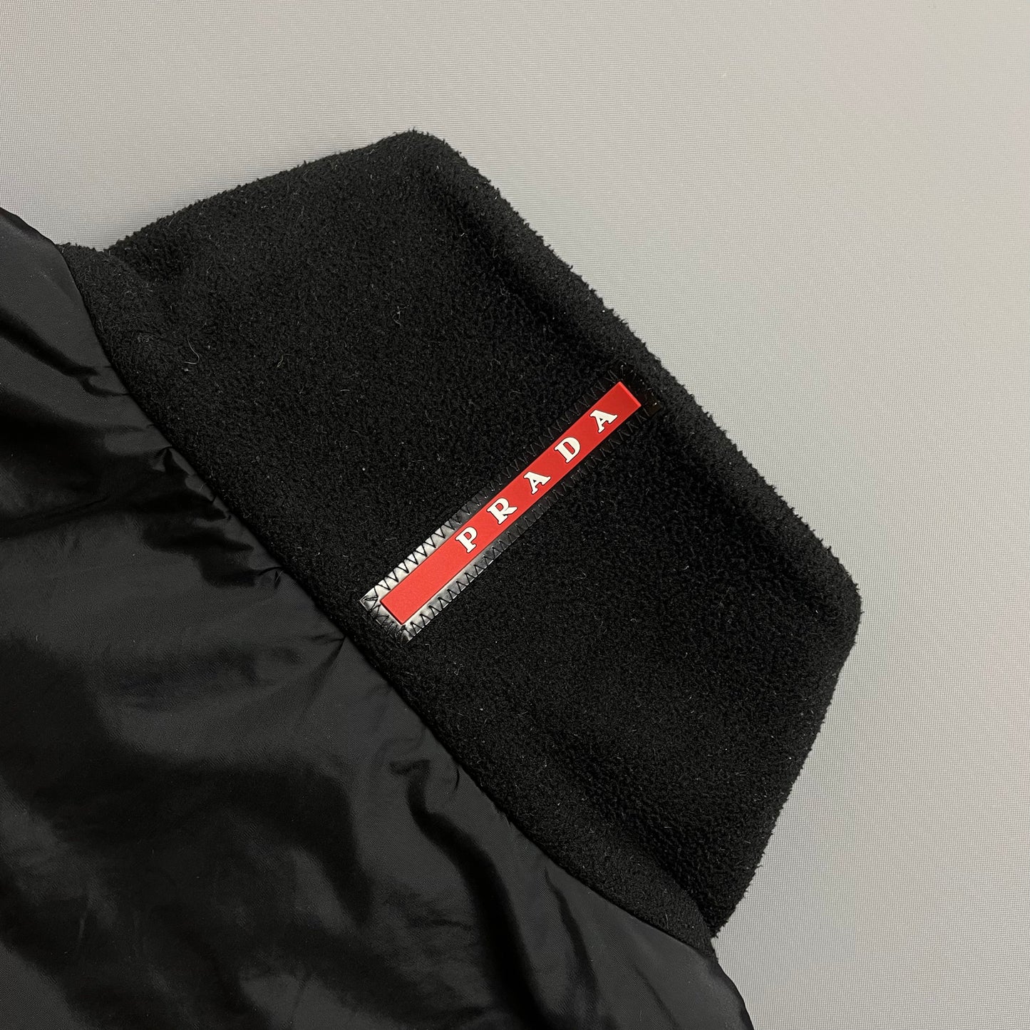 Prada Sport Black 2014 Nylon Shoulder Panel Fleece Jacket