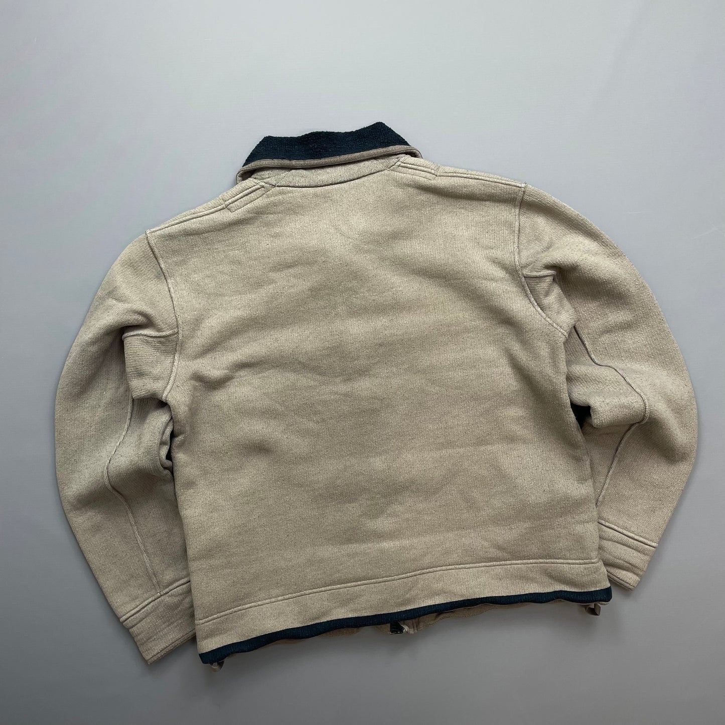 Stone Island Beige AW03 Fleece-Lined Cotton Zip Jacket