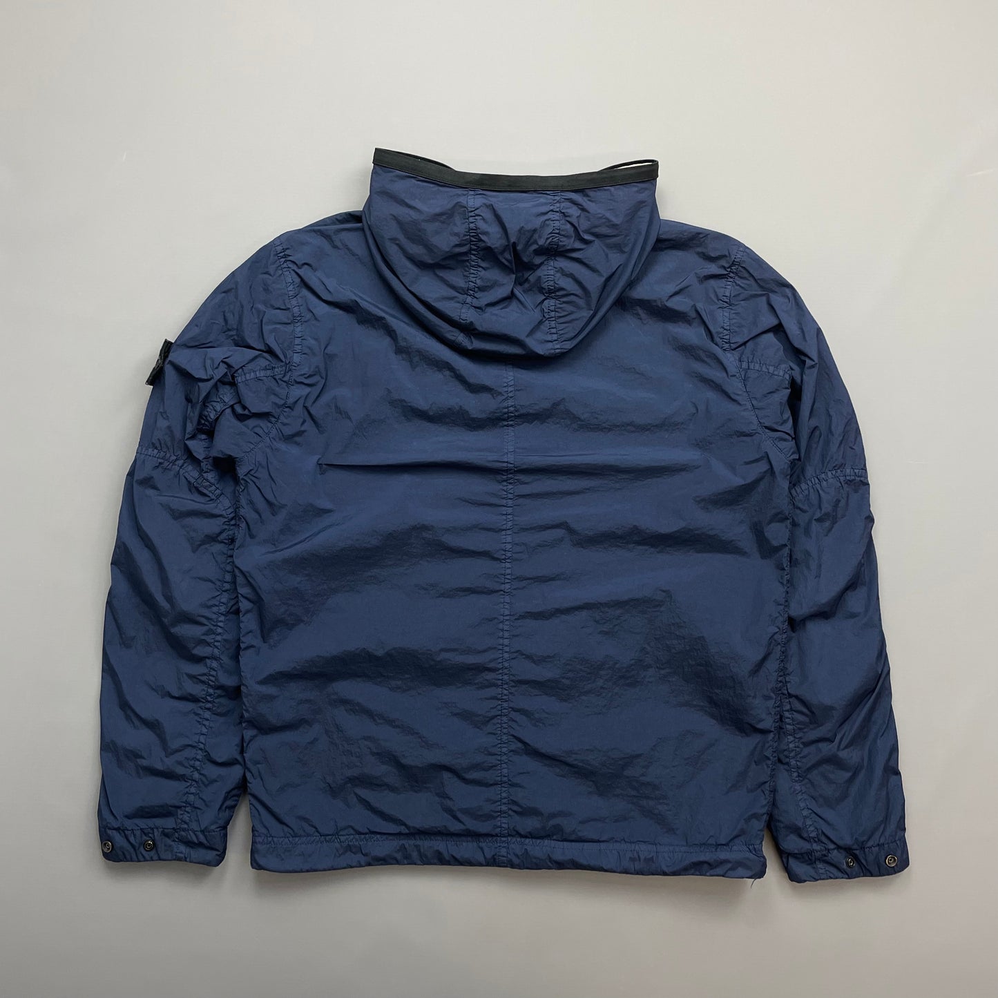 Stone Island Blue SS19 Garment Dyed Crinkle Reps NY Lined Hooded Jacket