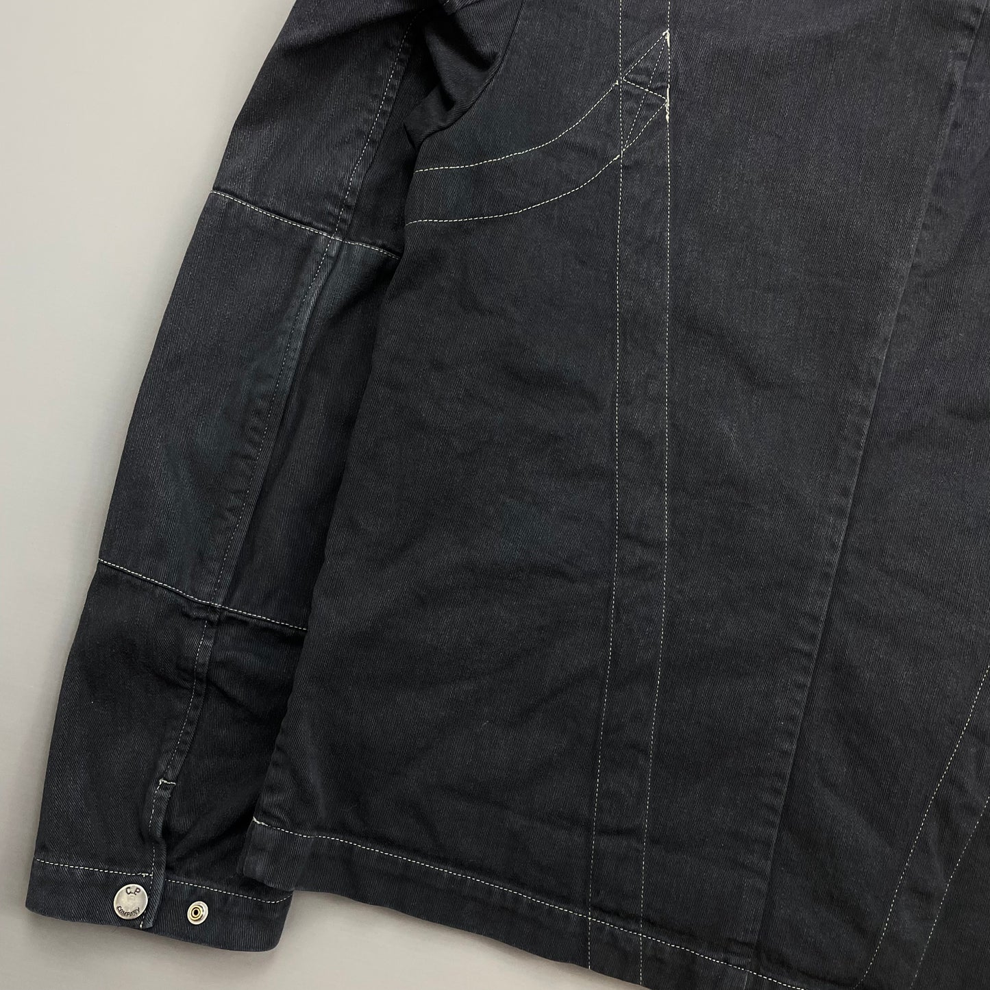 C.P. Company Navy SS06 Denim Contrast Stitch Collared Biker Jacket