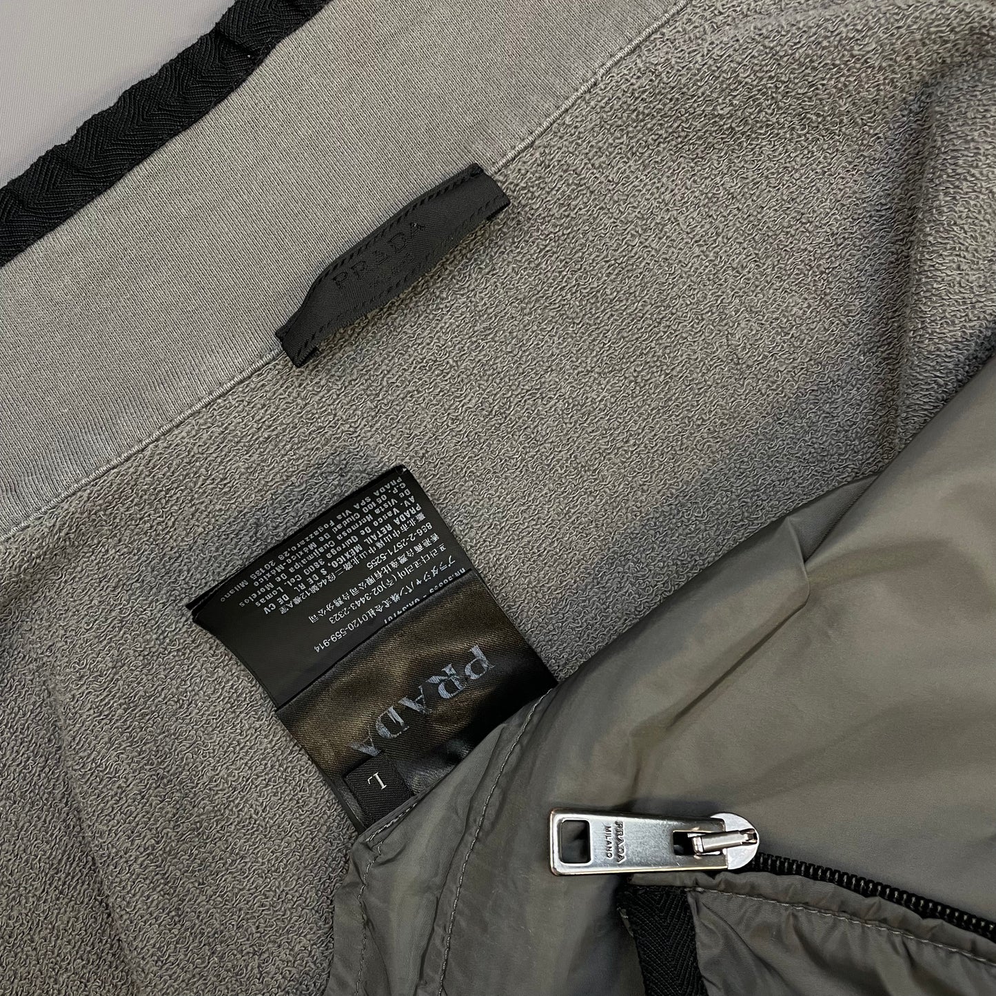 Prada Sport Grey 2016 Nylon Torso Zip-Through Lightweight Jacket