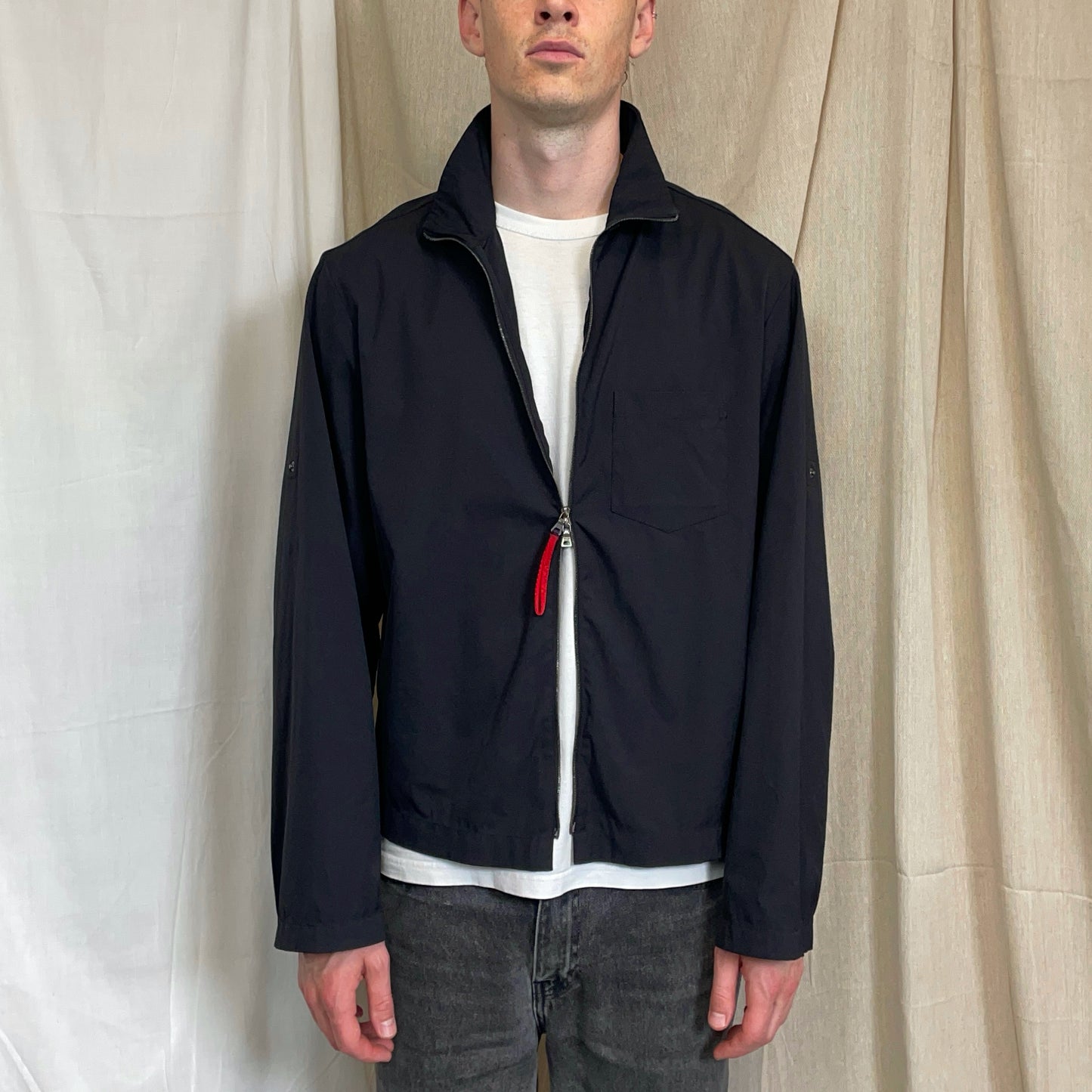 Prada Sport Navy 00s Lightweight Adjustable Sleeve Overshirt Jacket