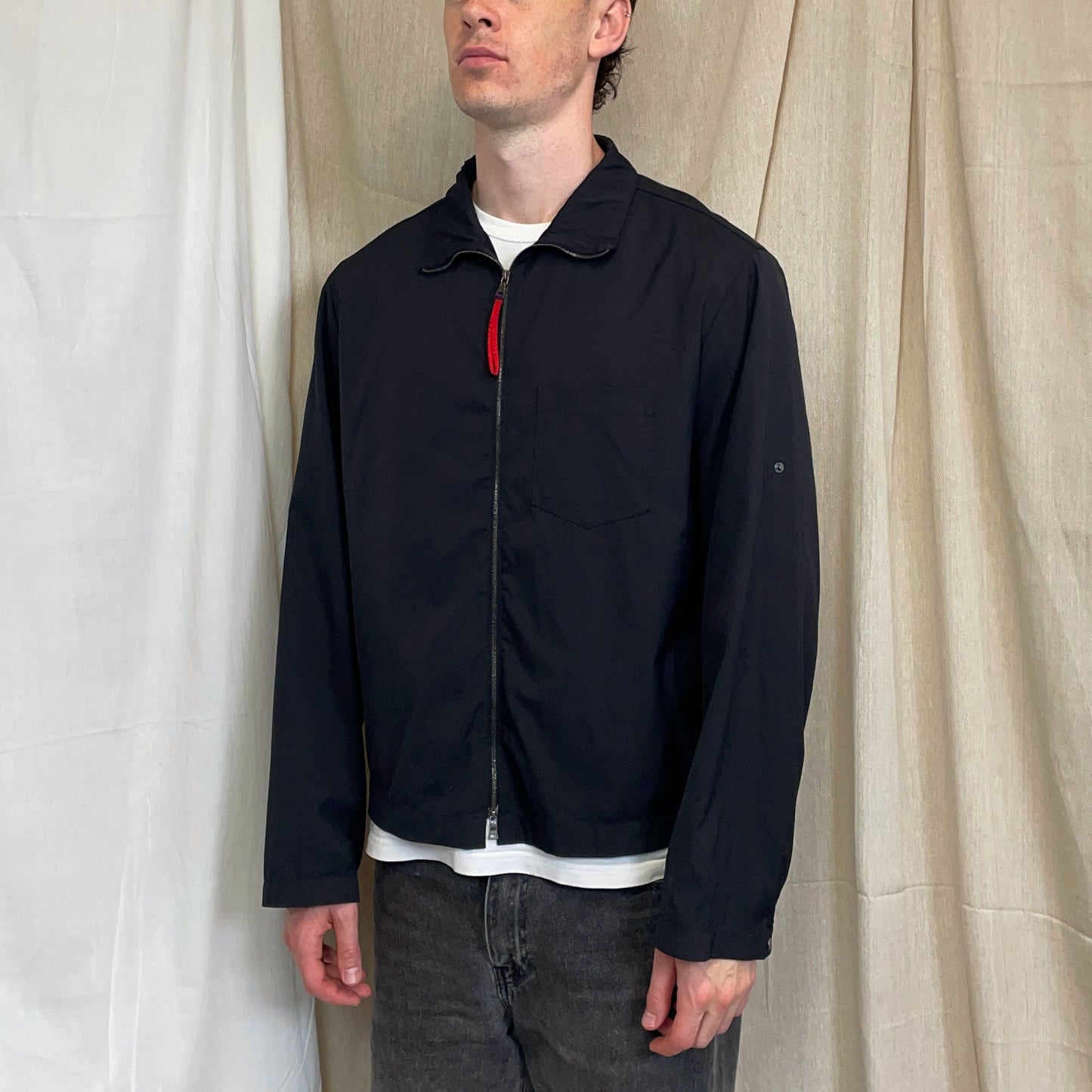 Prada Sport Navy 00s Lightweight Adjustable Sleeve Overshirt Jacket