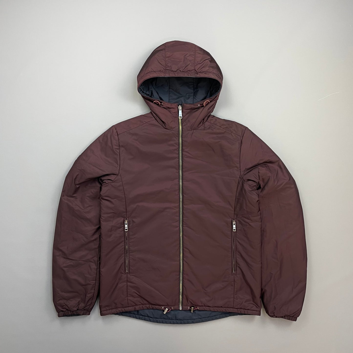 Prada Sport Navy & Burgundy 2018 Nylon Reversible Padded Hooded Jacket