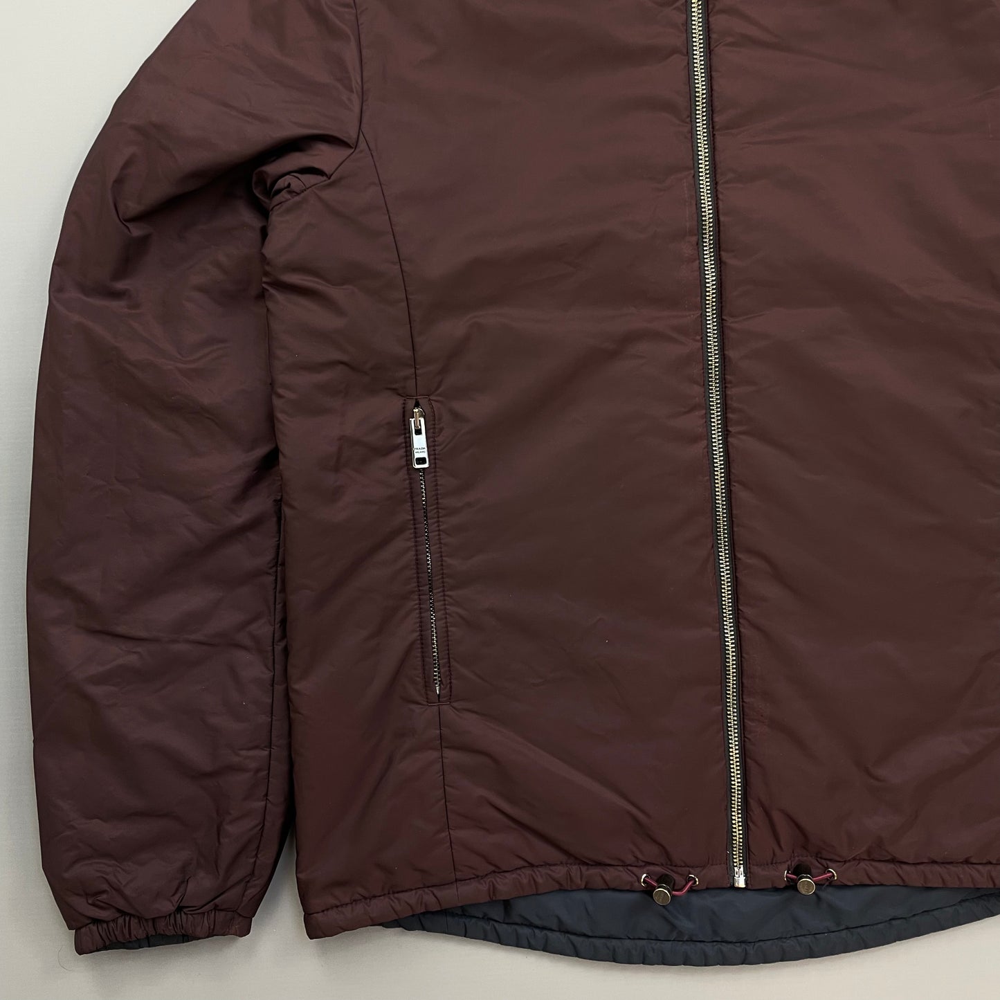 Prada Sport Navy & Burgundy 2018 Nylon Reversible Padded Hooded Jacket