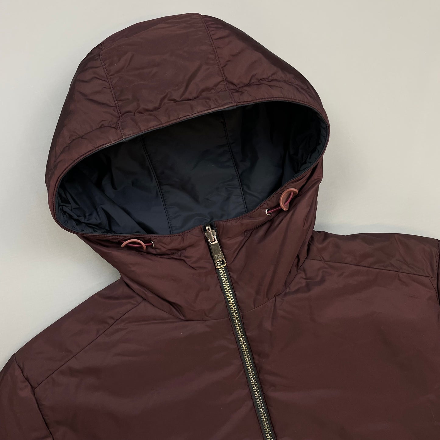 Prada Sport Navy & Burgundy 2018 Nylon Reversible Padded Hooded Jacket