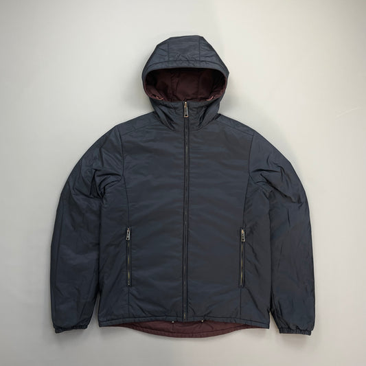Prada Sport Navy & Burgundy 2018 Nylon Reversible Padded Hooded Jacket