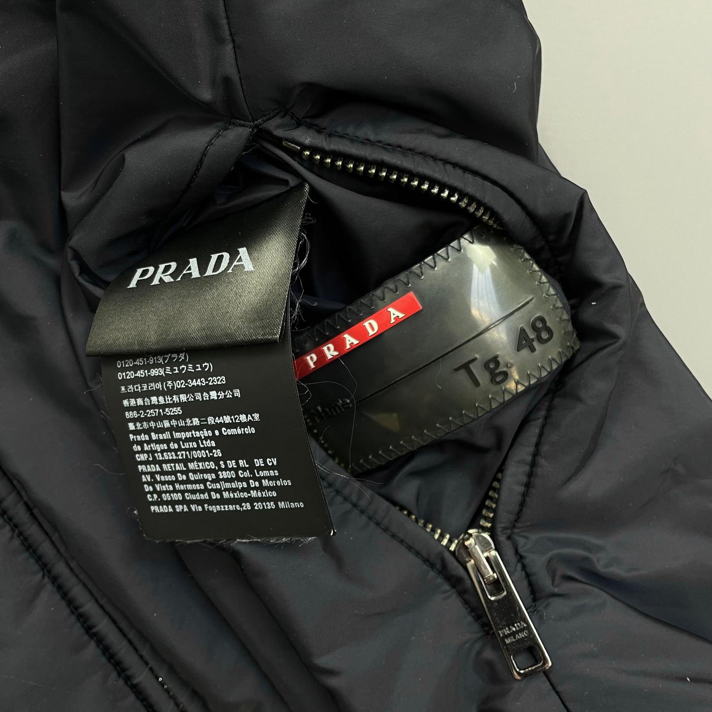Prada Sport Navy & Burgundy 2018 Nylon Reversible Padded Hooded Jacket