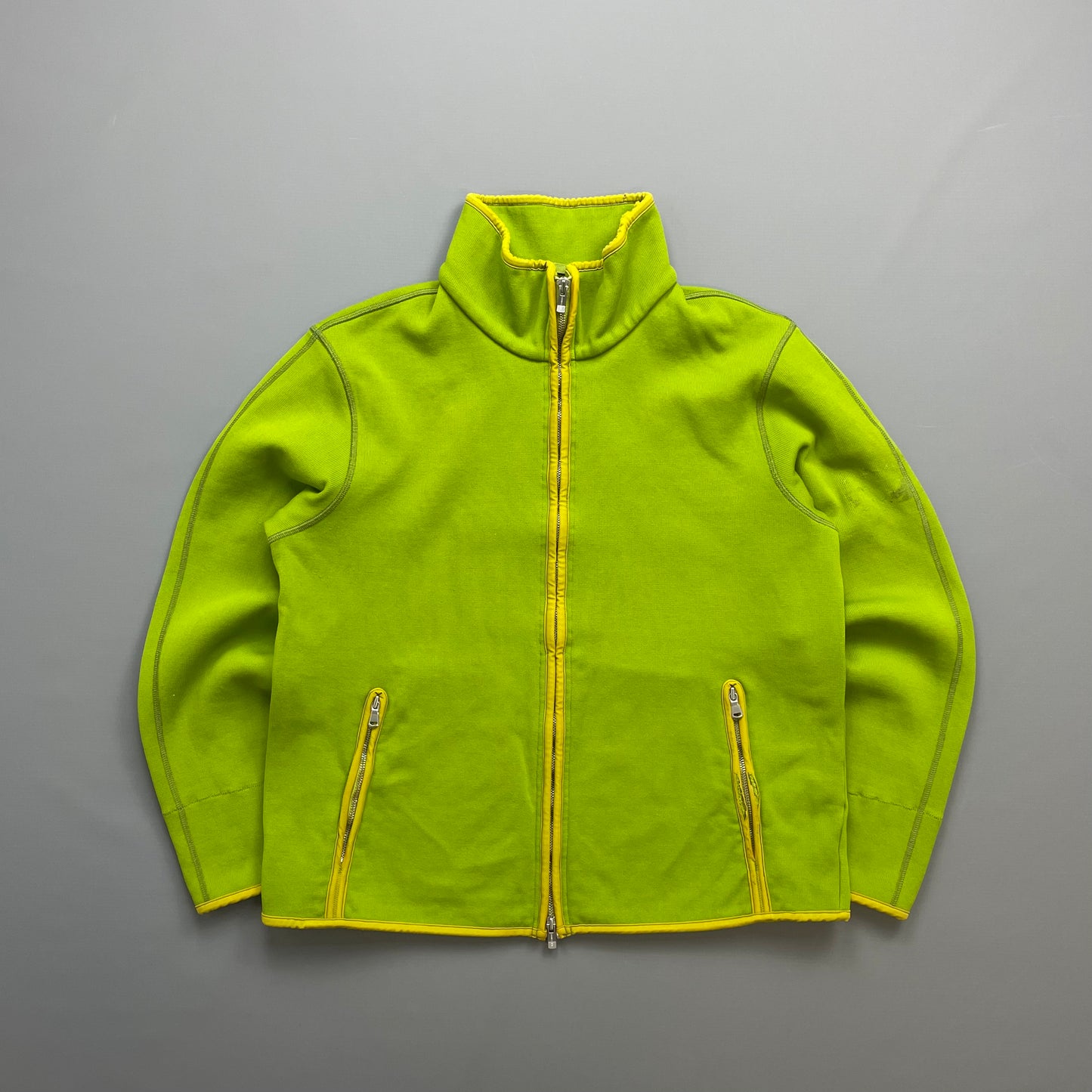 C.P. Company Lime Green Zip-Through Scuba Fleece Jacket
