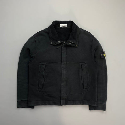 Stone Island Black SS02 Raw Edge Technical Fleece Jacket