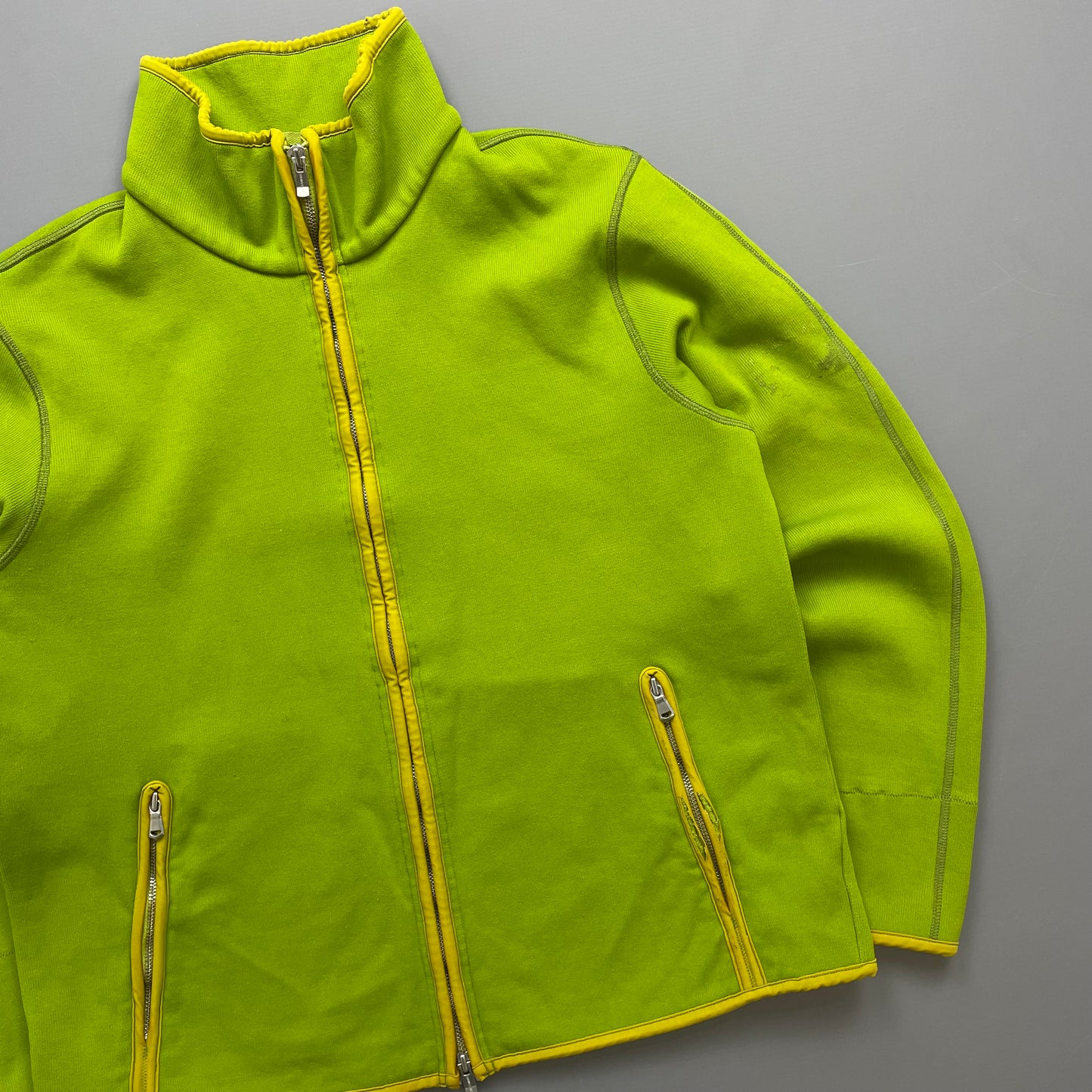 C.P. Company Lime Green Zip-Through Scuba Fleece Jacket