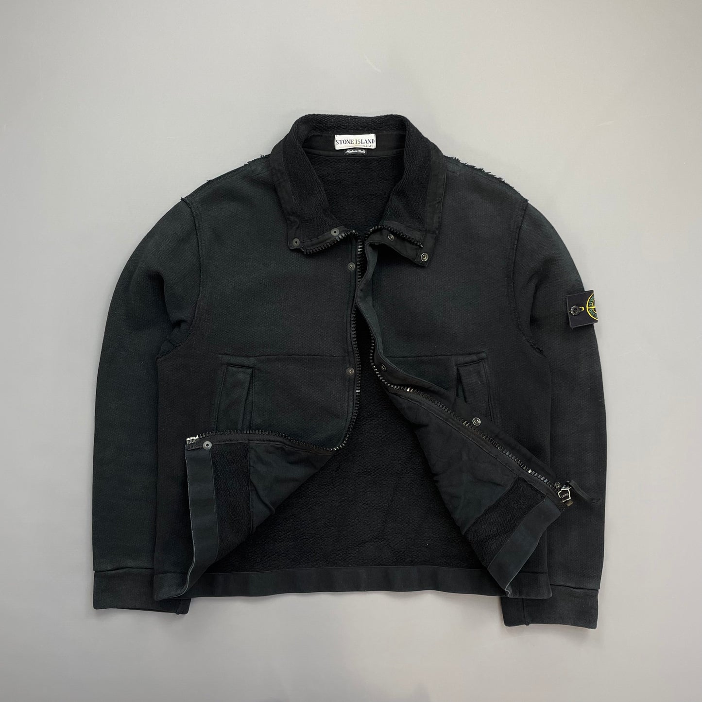 Stone Island Black SS02 Raw Edge Technical Fleece Jacket