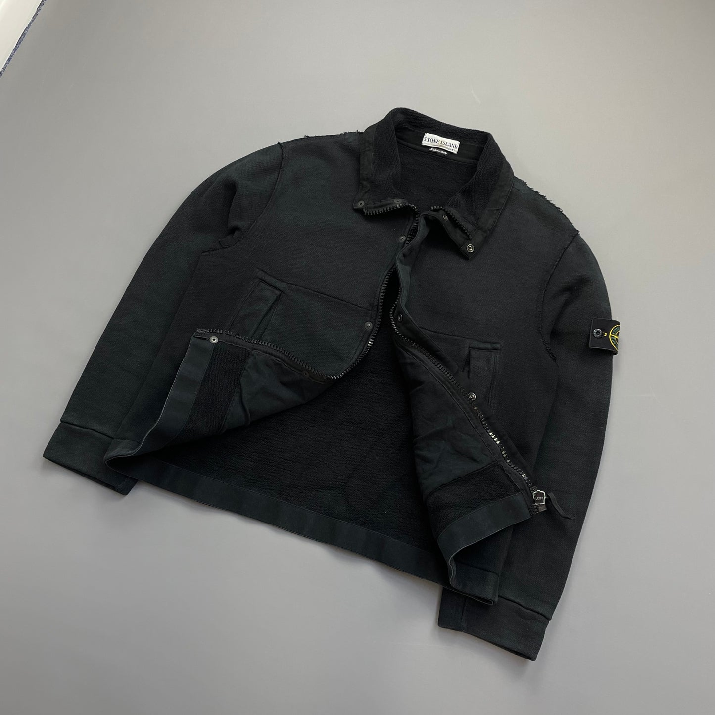 Stone Island Black SS02 Raw Edge Technical Fleece Jacket