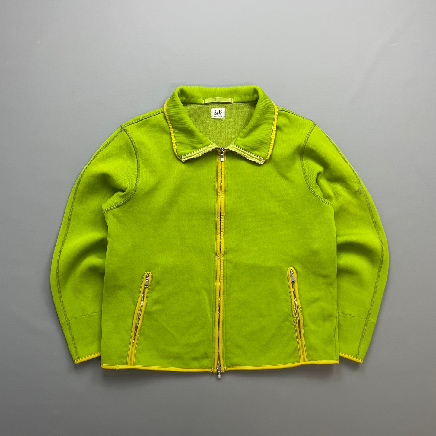 C.P. Company Lime Green Zip-Through Scuba Fleece Jacket