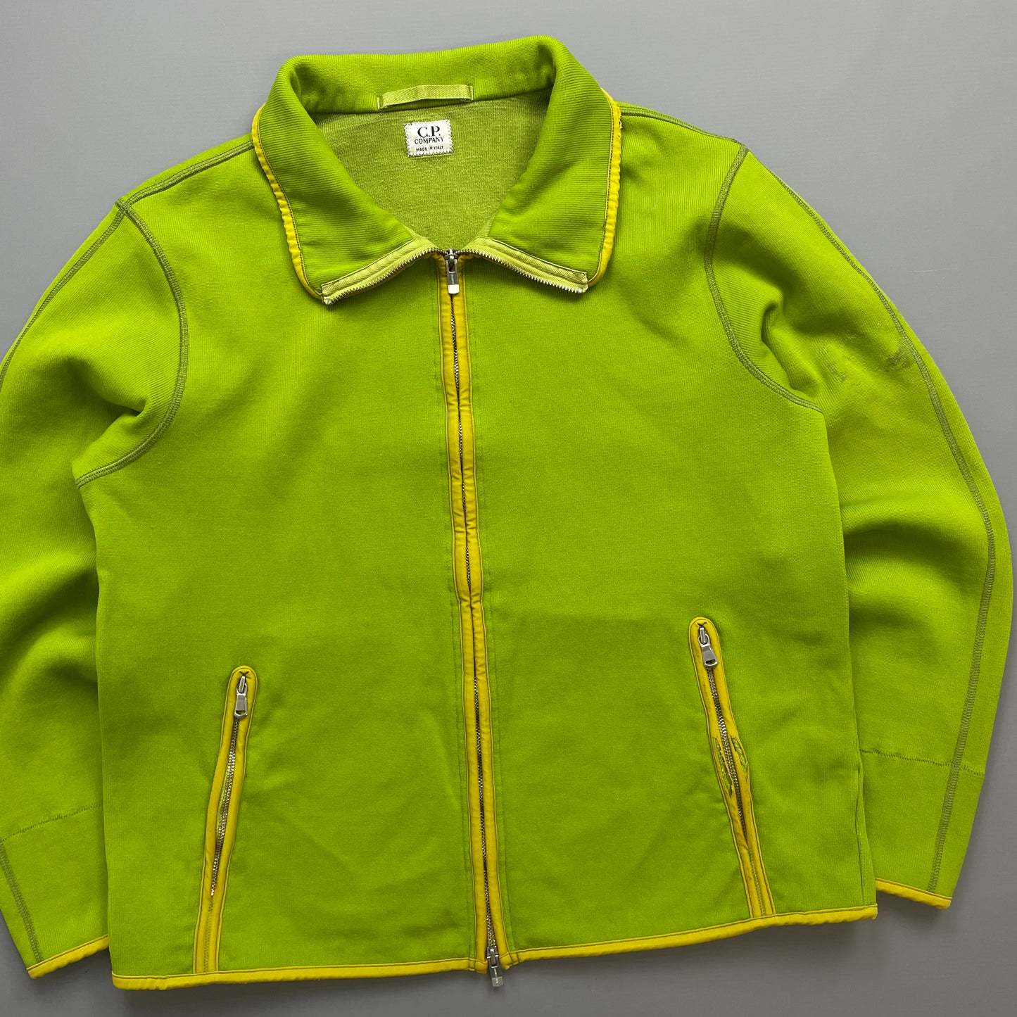 C.P. Company Lime Green Zip-Through Scuba Fleece Jacket