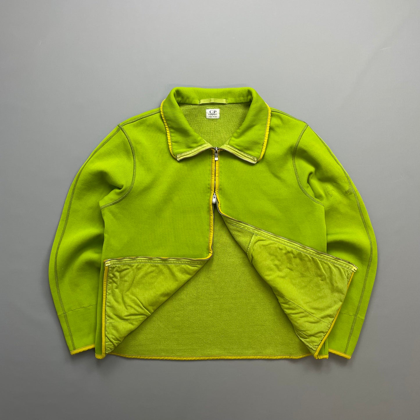 C.P. Company Lime Green Zip-Through Scuba Fleece Jacket