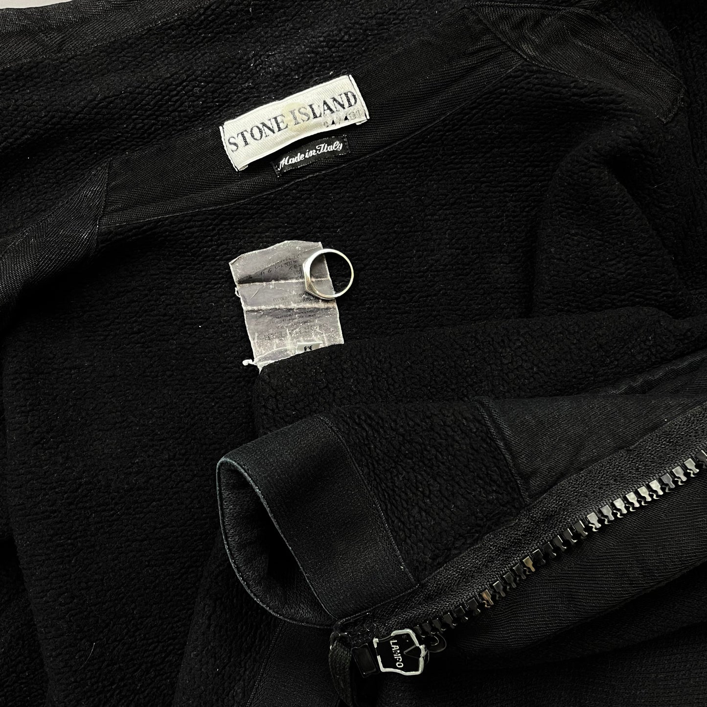 Stone Island Black SS02 Raw Edge Technical Fleece Jacket