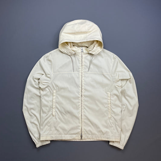 Prada Sport Cream 00s Packable Detachable Hood Windbreaker Jacket