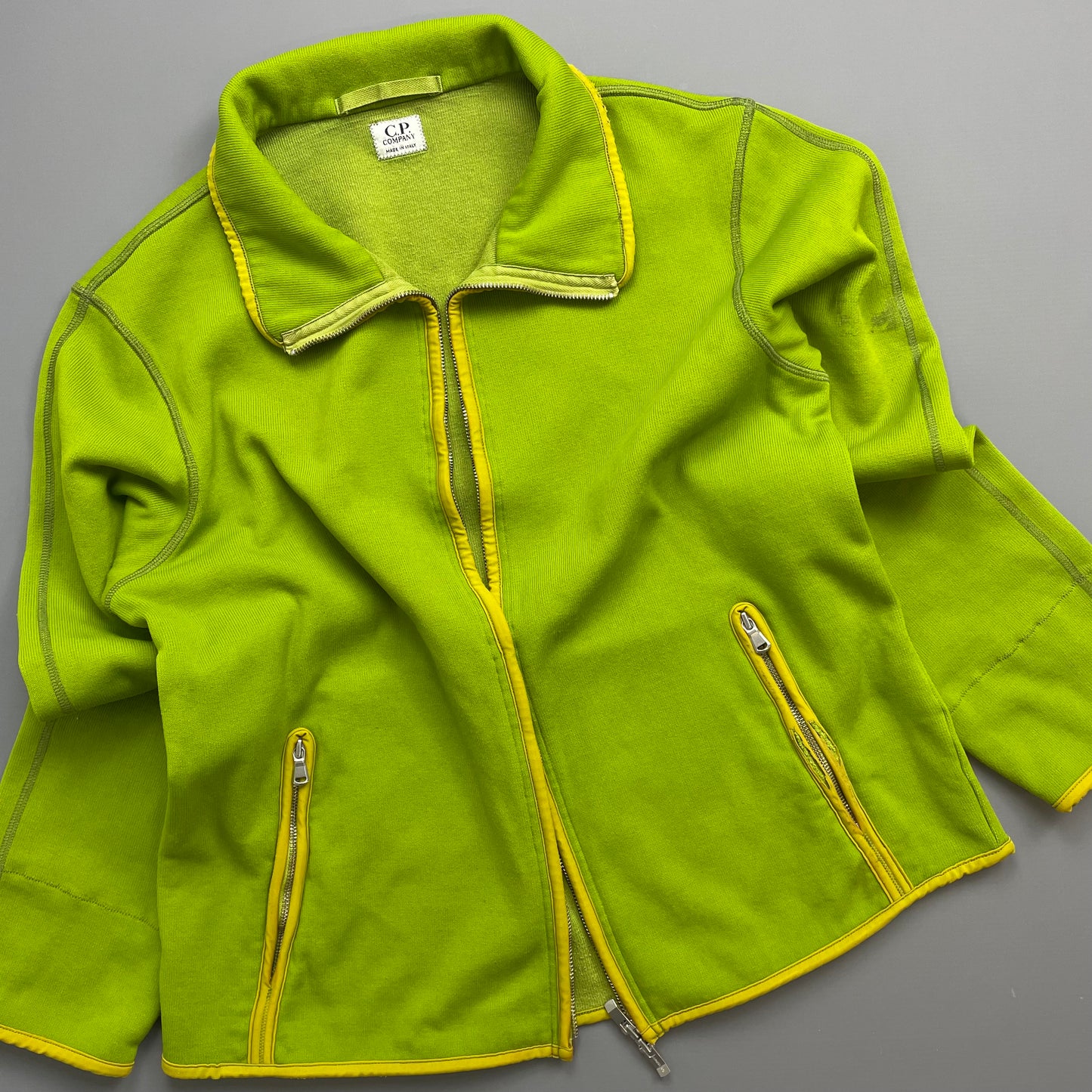 C.P. Company Lime Green Zip-Through Scuba Fleece Jacket