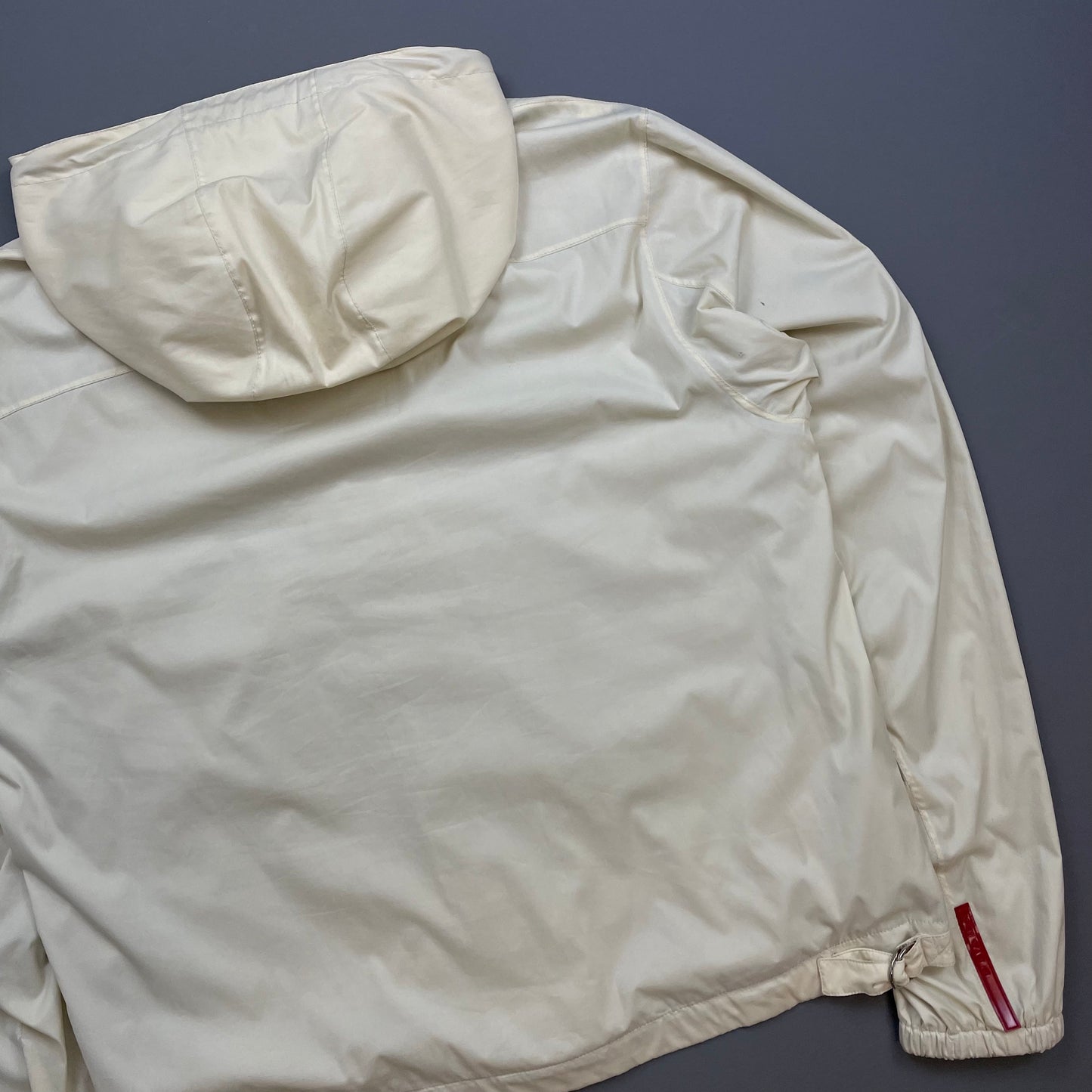 Prada Sport Cream 00s Packable Detachable Hood Windbreaker Jacket