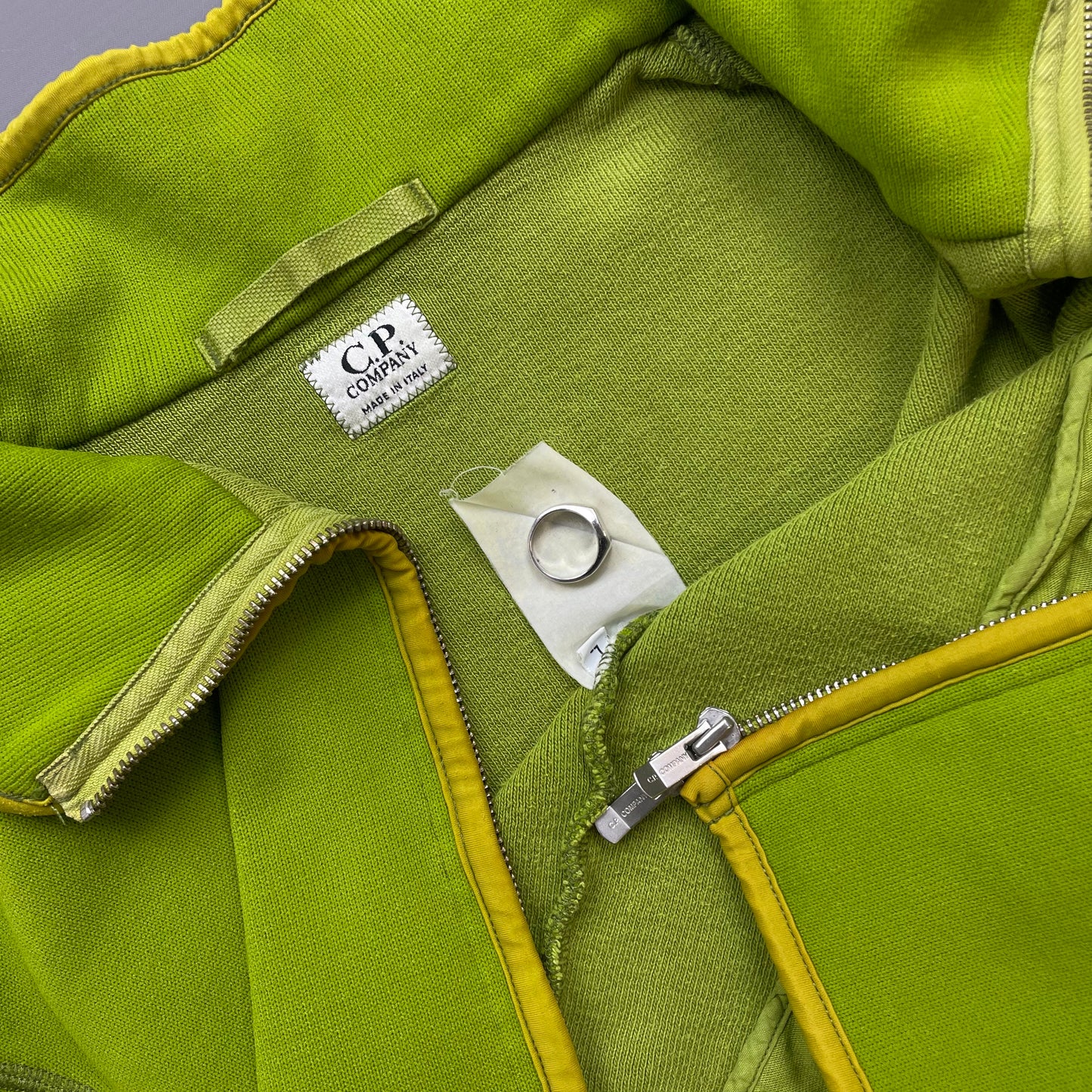 C.P. Company Lime Green Zip-Through Scuba Fleece Jacket