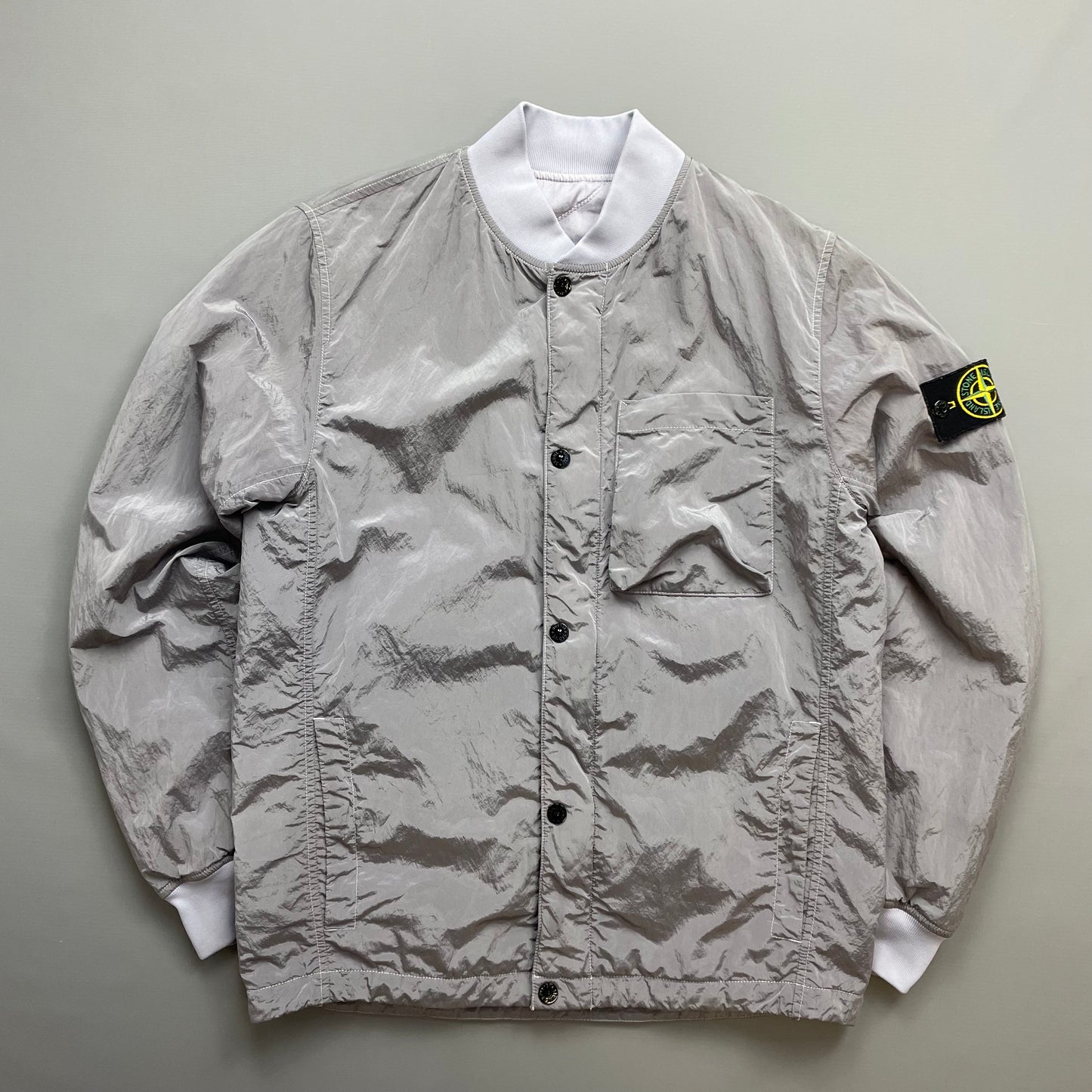 Stone Island Silver/Lilac SS18 Reversible Nylon Metal Quilted Bomber Jacket