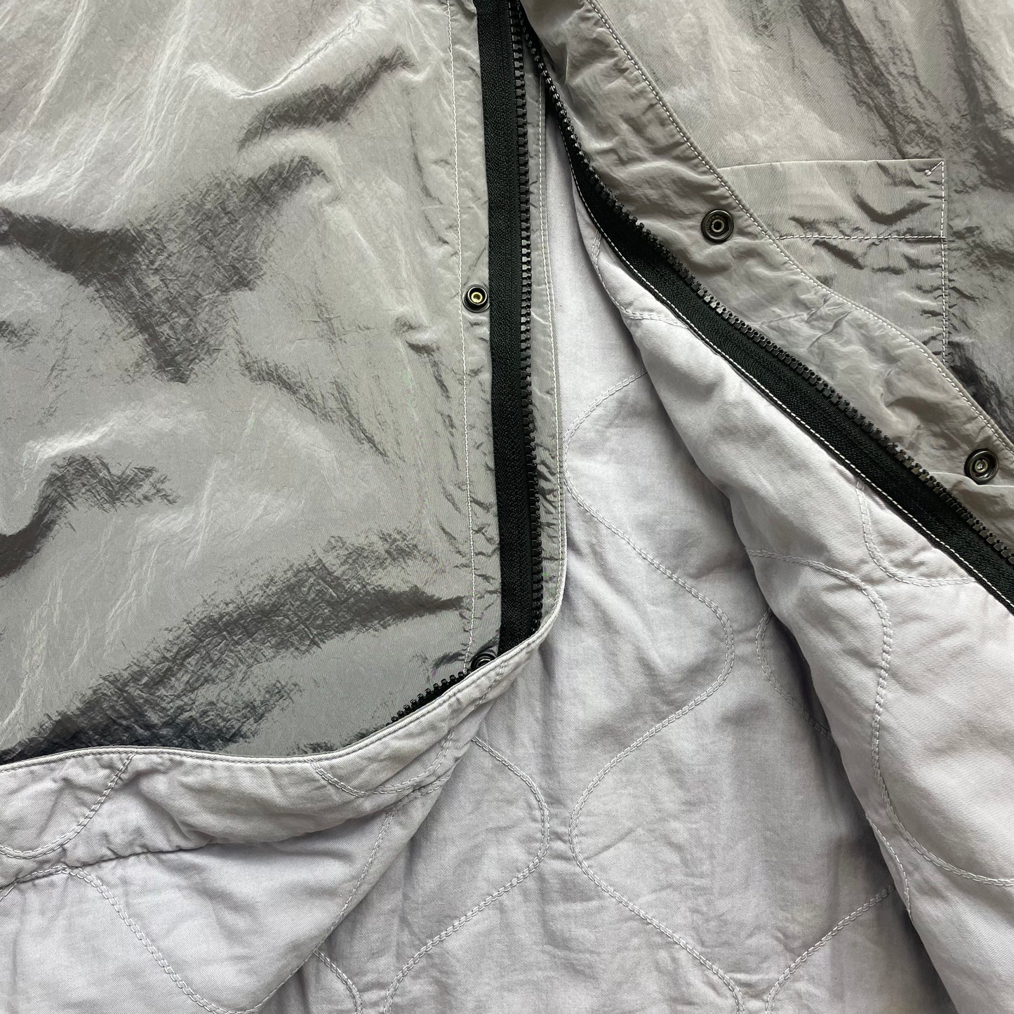Stone Island Silver/Lilac SS18 Reversible Nylon Metal Quilted Bomber Jacket