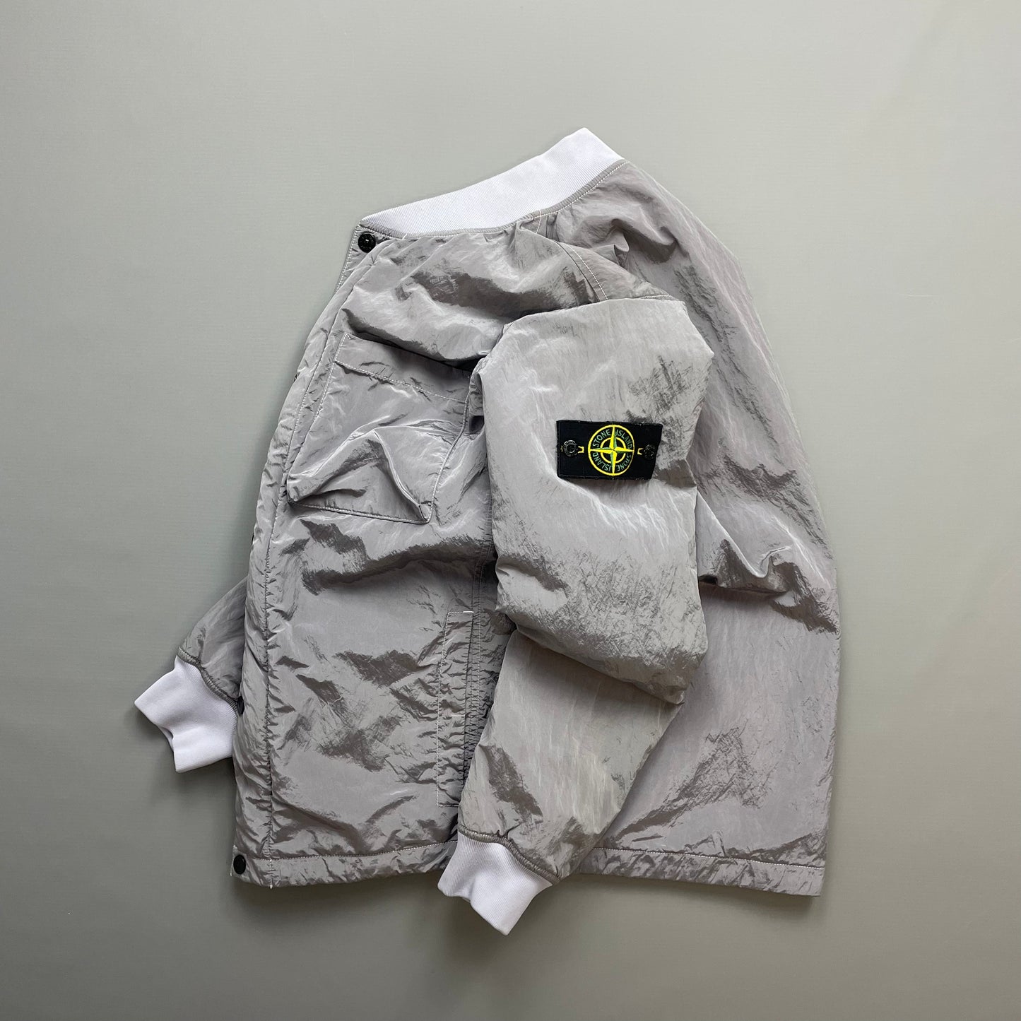 Stone Island Silver/Lilac SS18 Reversible Nylon Metal Quilted Bomber Jacket