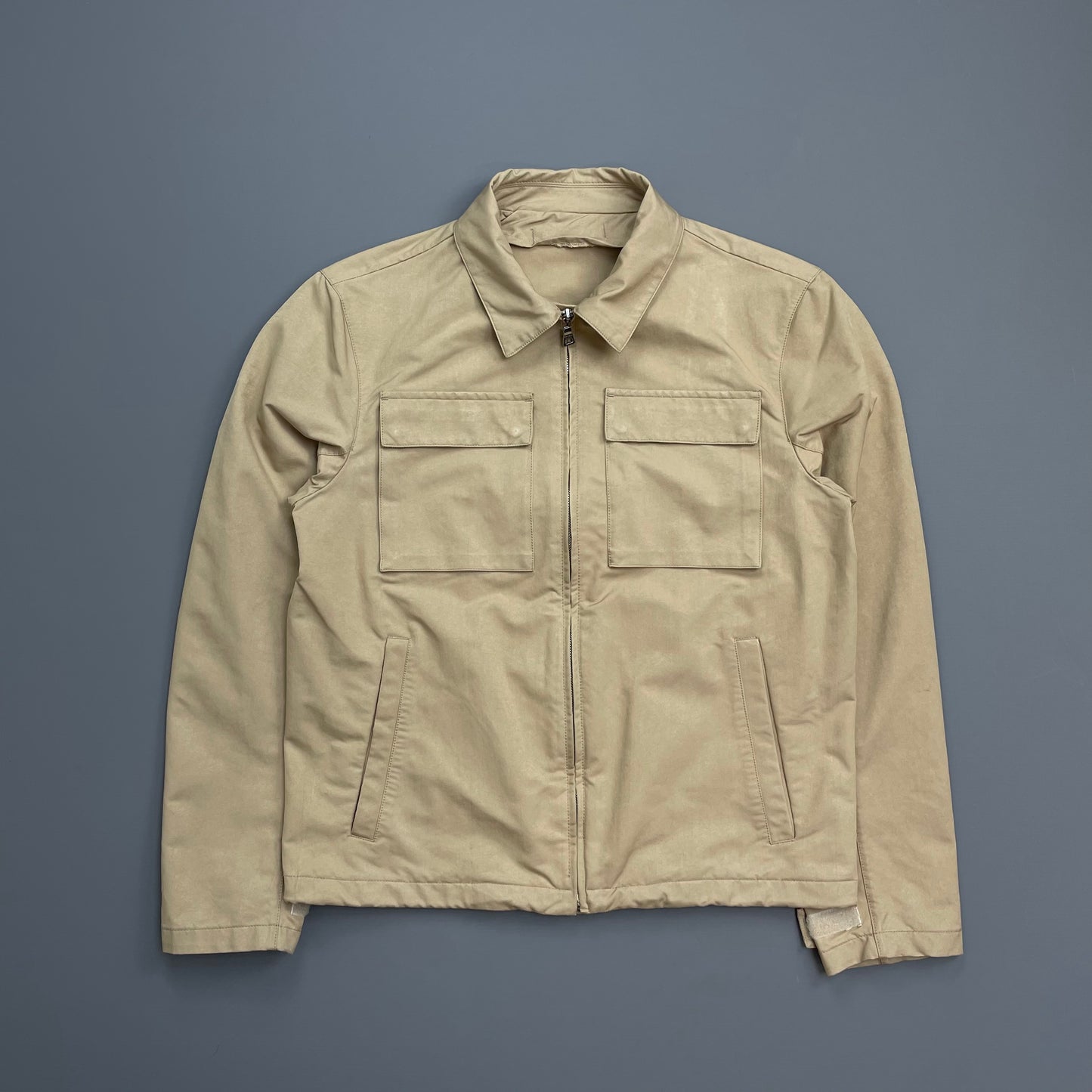 Prada Sport Beige 2007 Minimalistic Waxy Nylon Harrington Jacket