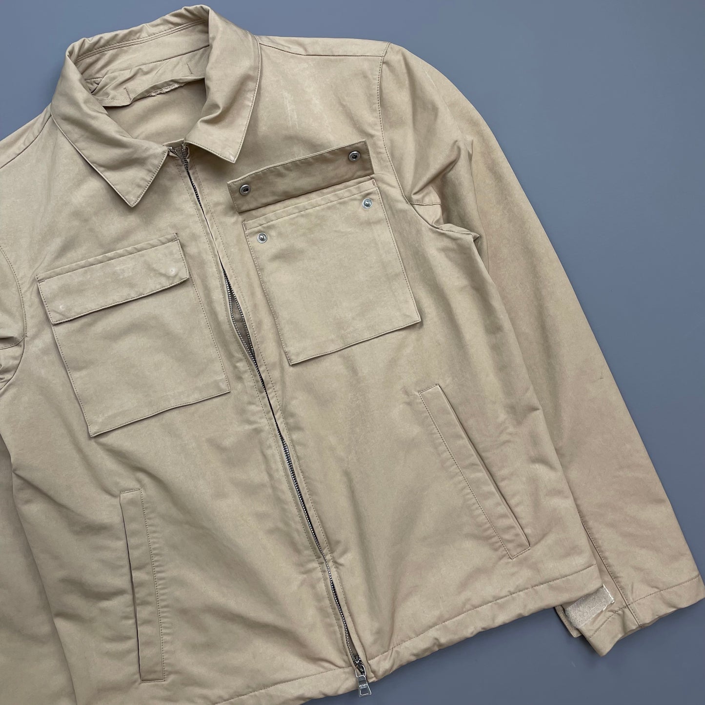 Prada Sport Beige 2007 Minimalistic Waxy Nylon Harrington Jacket
