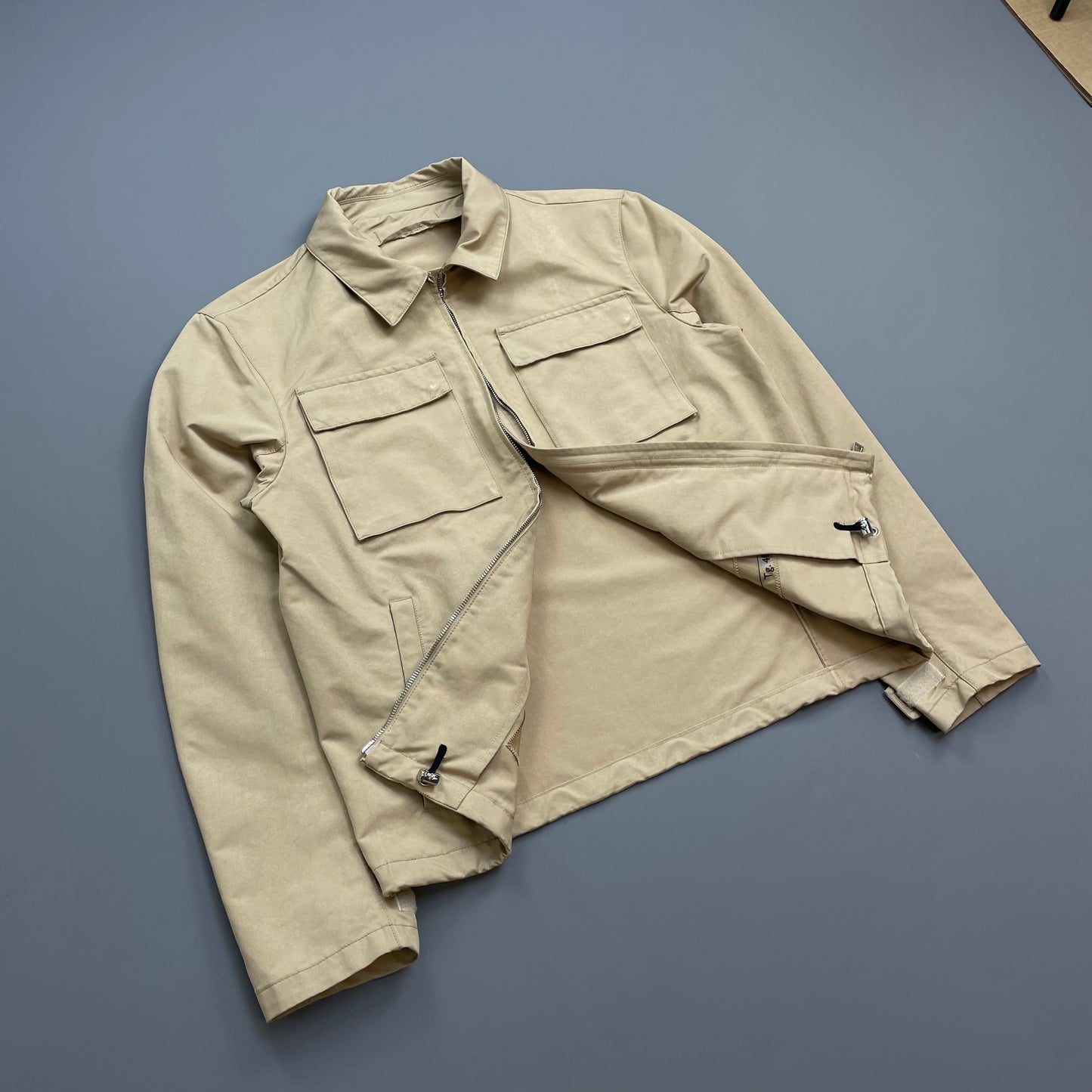 Prada Sport Beige 2007 Minimalistic Waxy Nylon Harrington Jacket
