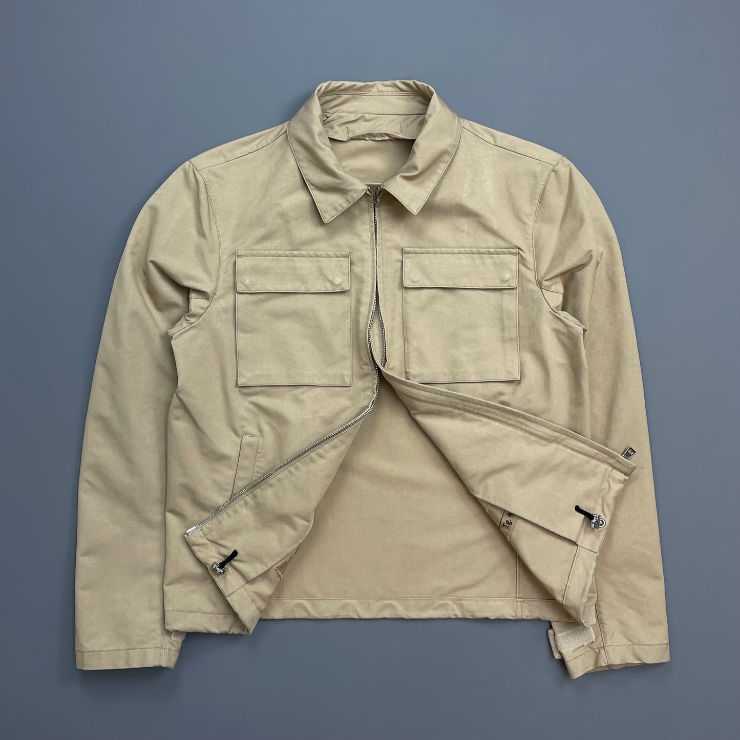 Prada Sport Beige 2007 Minimalistic Waxy Nylon Harrington Jacket