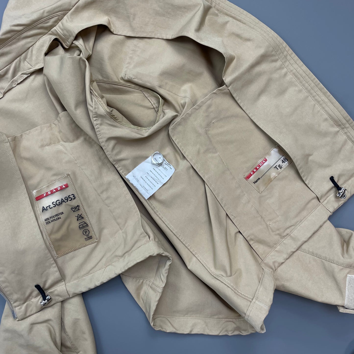Prada Sport Beige 2007 Minimalistic Waxy Nylon Harrington Jacket