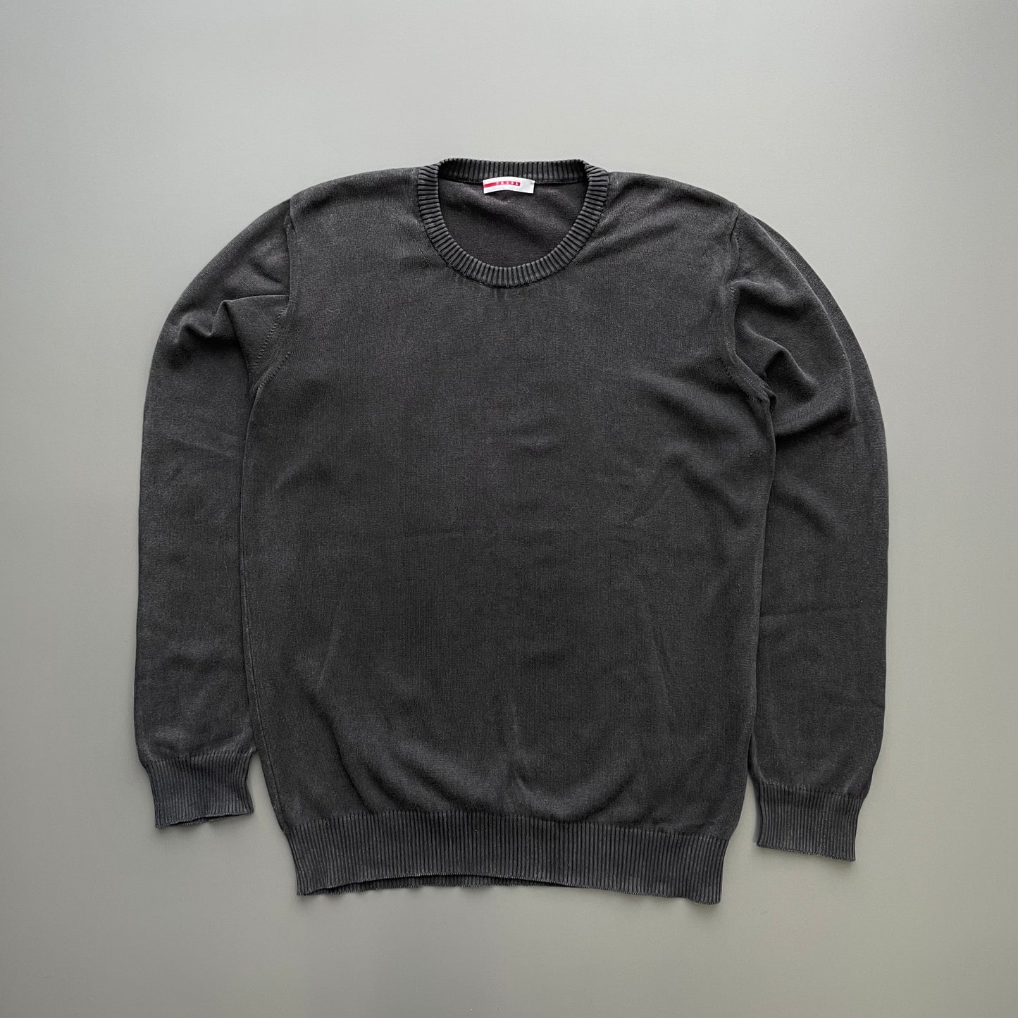 Prada Sport Dark Grey 2006 Cotton Knit Crewneck Jumper