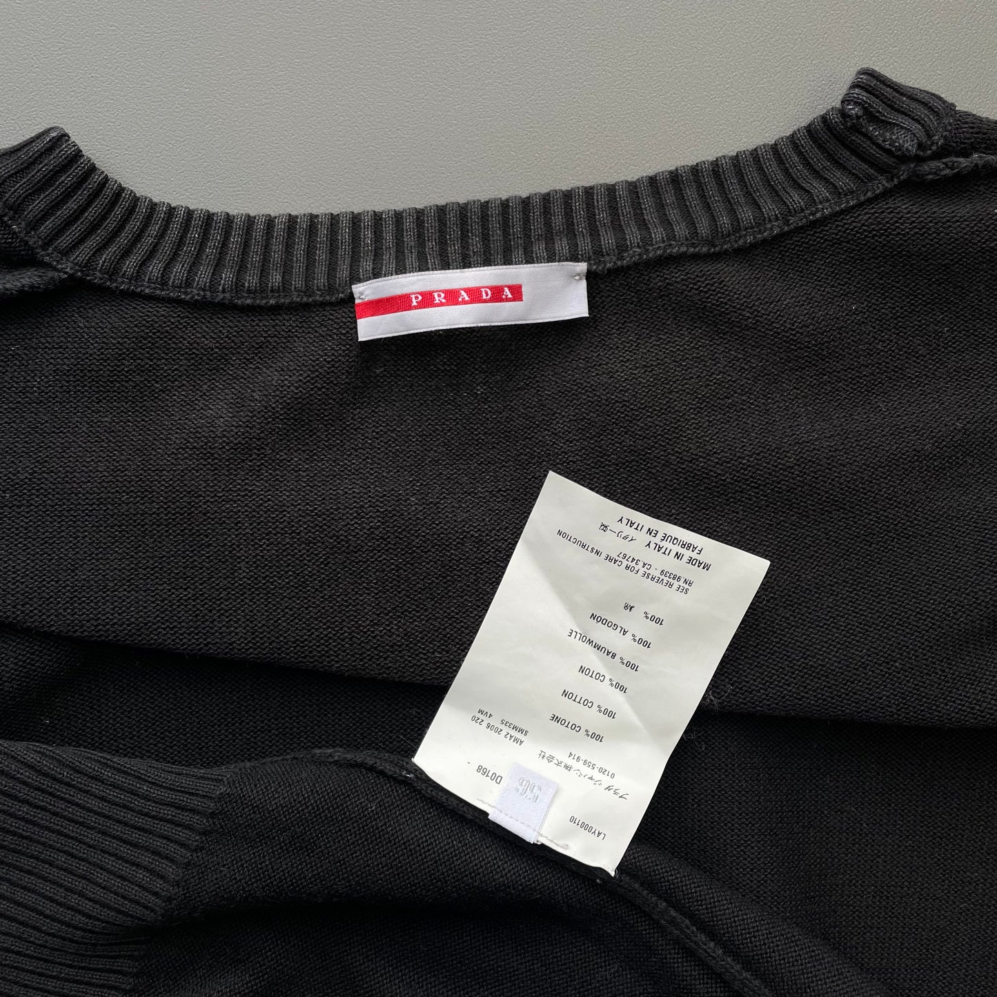Prada Sport Dark Grey 2006 Cotton Knit Crewneck Jumper