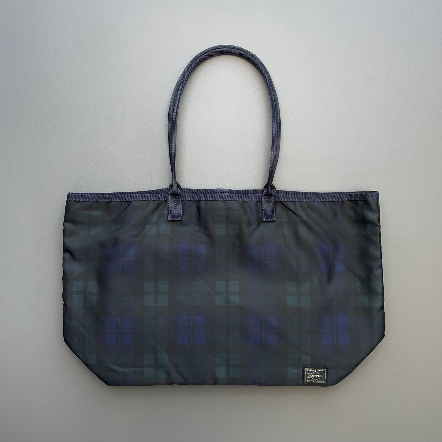 Porter Yoshida & Co. Navy & Green Nylon Tartan Shoulder Bag